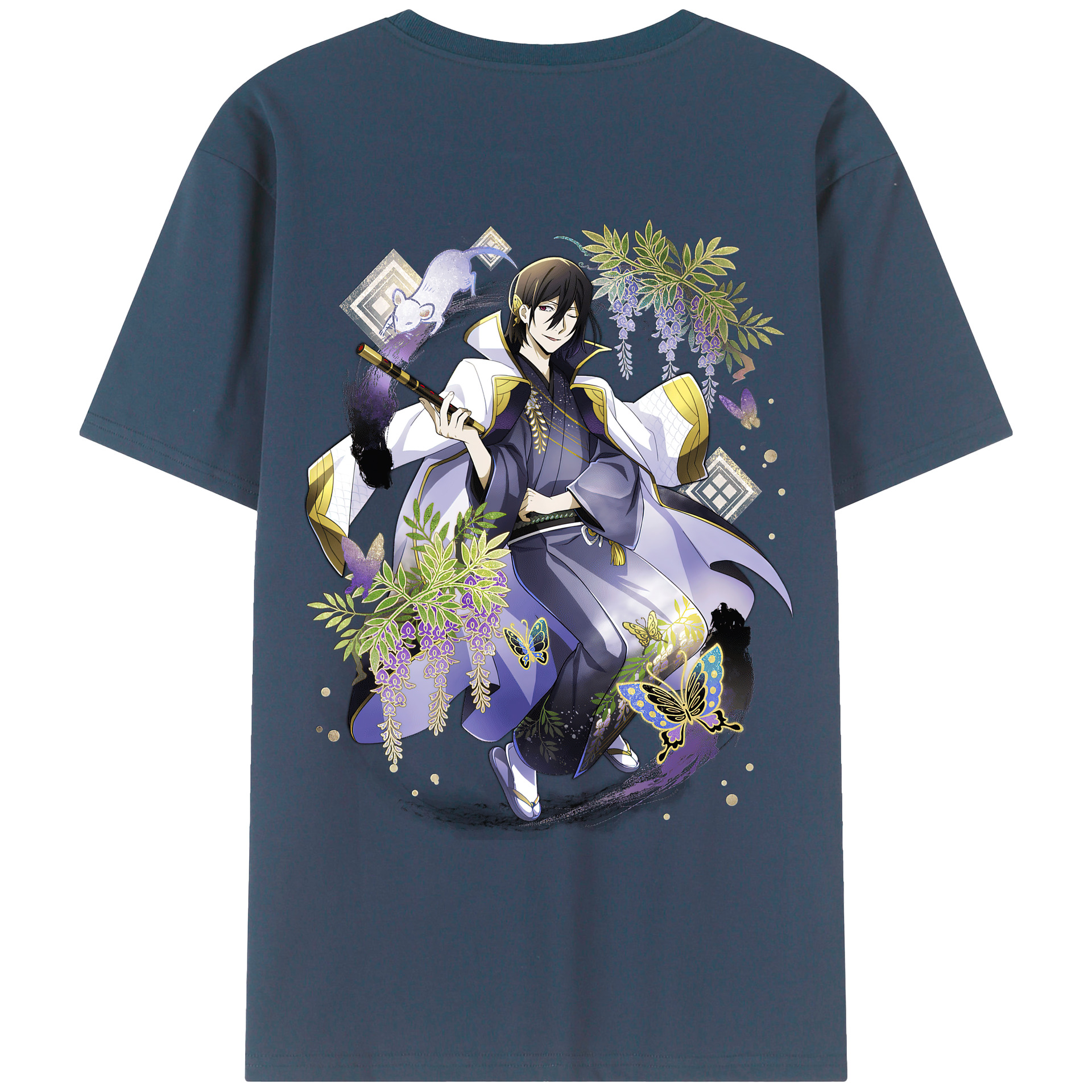 （画像用） 文豪ストレイドッグス Bungo Stray Dogs 綿100％ メンズ半袖Tシャツ（バックプリント） 通気性