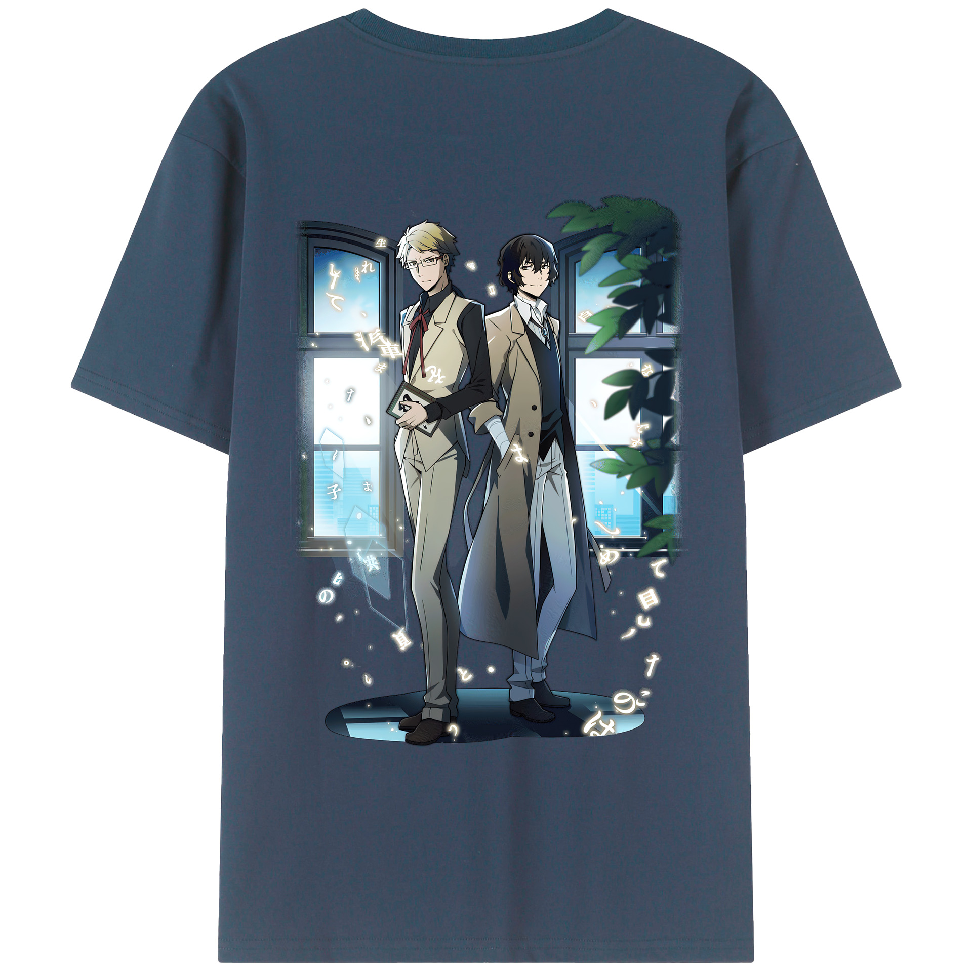 （画像用） 文豪ストレイドッグス Bungo Stray Dogs 綿100％ メンズ半袖Tシャツ（バックプリント） 通気性