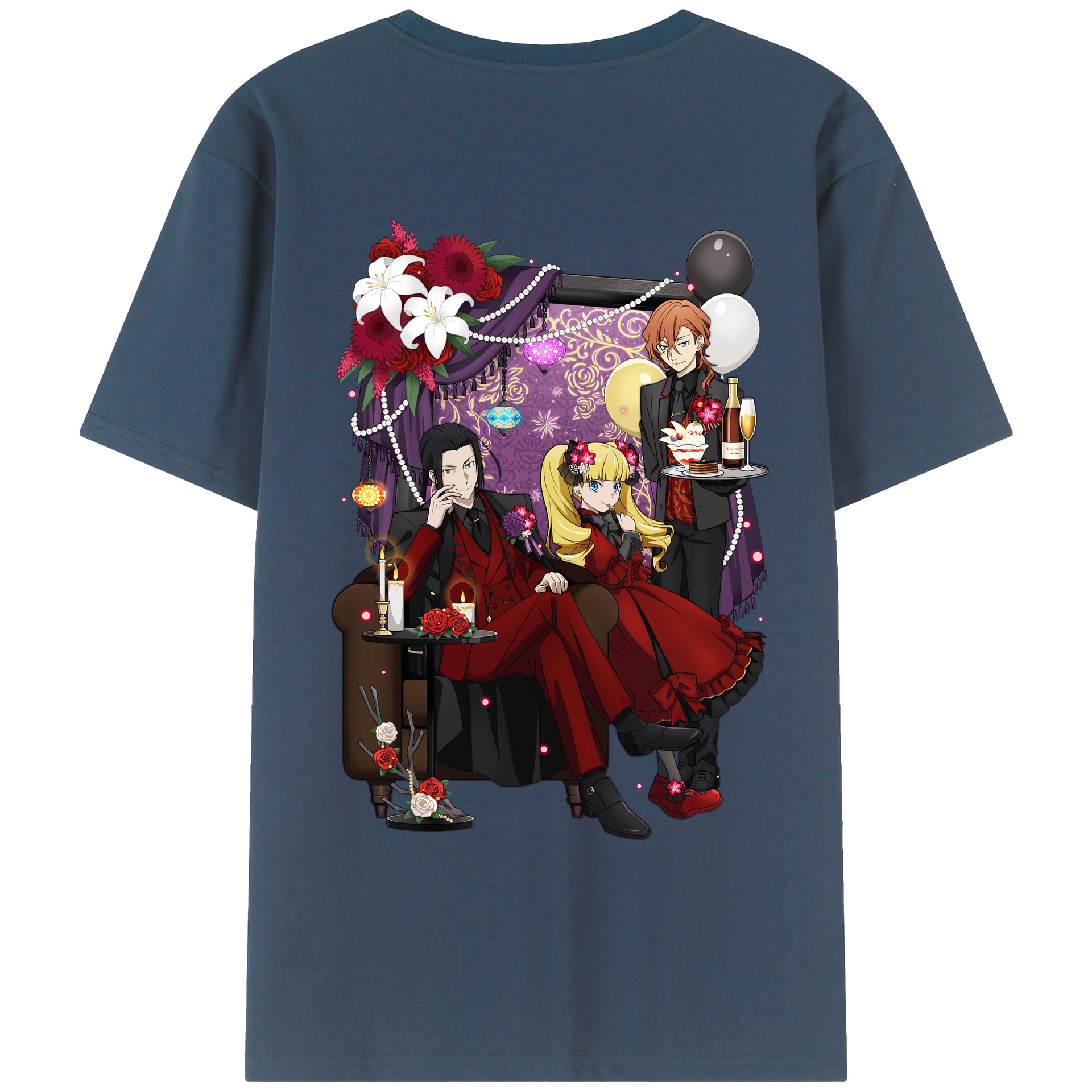 （画像用） 文豪ストレイドッグス Bungo Stray Dogs 綿100％ メンズ半袖Tシャツ（バックプリント） 通気性