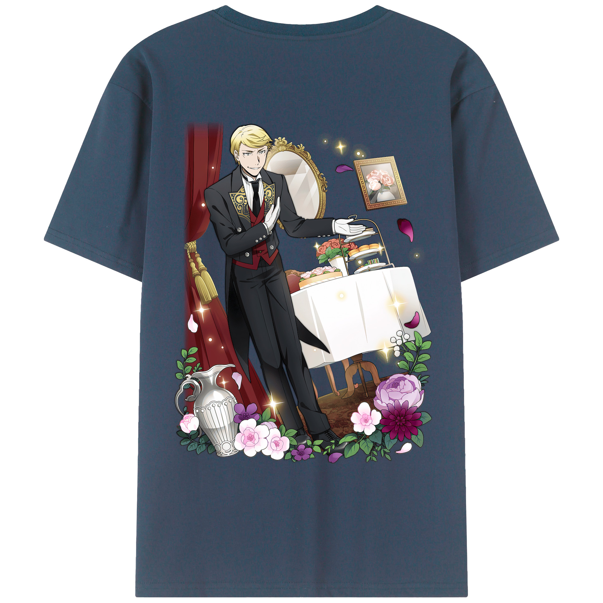 （画像用） 文豪ストレイドッグス Bungo Stray Dogs 綿100％ メンズ半袖Tシャツ（バックプリント） 通気性