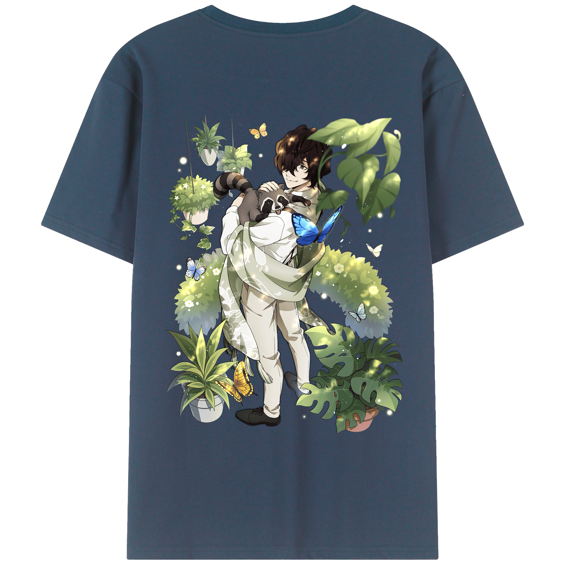 （画像用） 文豪ストレイドッグス Bungo Stray Dogs 綿100％ メンズ半袖Tシャツ（バックプリント） 通気性