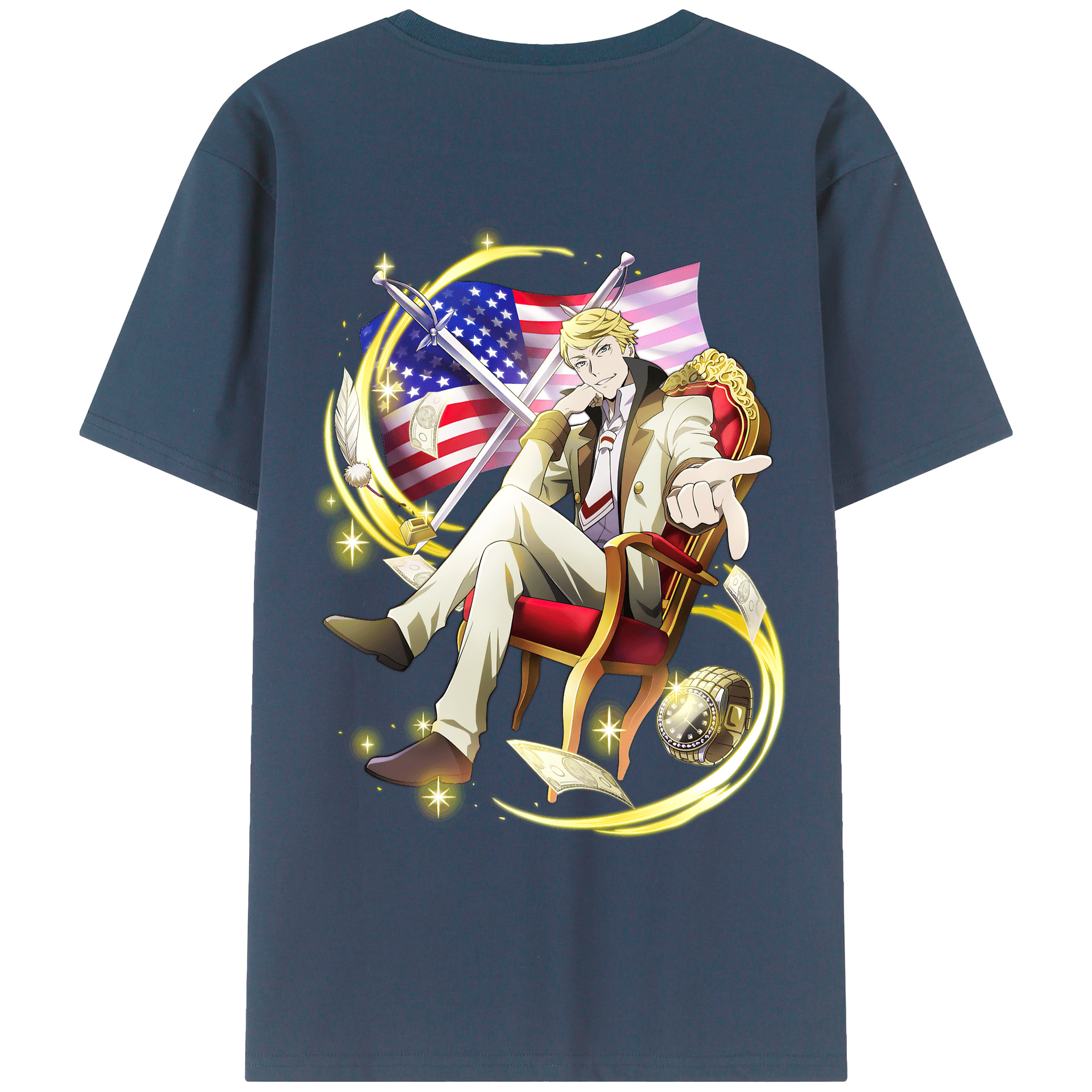 （画像用） 文豪ストレイドッグス Bungo Stray Dogs 綿100％ メンズ半袖Tシャツ（バックプリント） 通気性