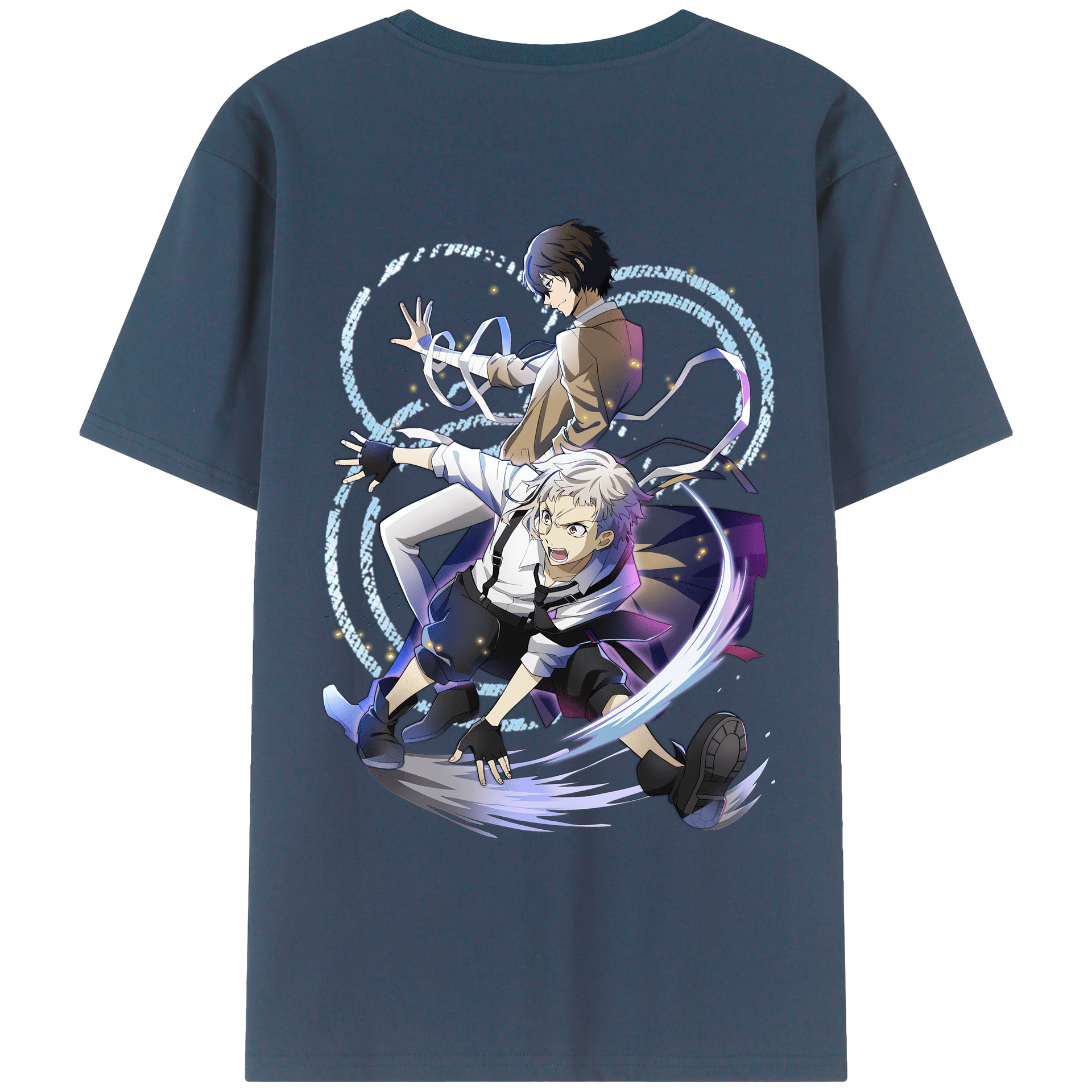 （画像用） 文豪ストレイドッグス Bungo Stray Dogs 綿100％ メンズ半袖Tシャツ（バックプリント） 通気性