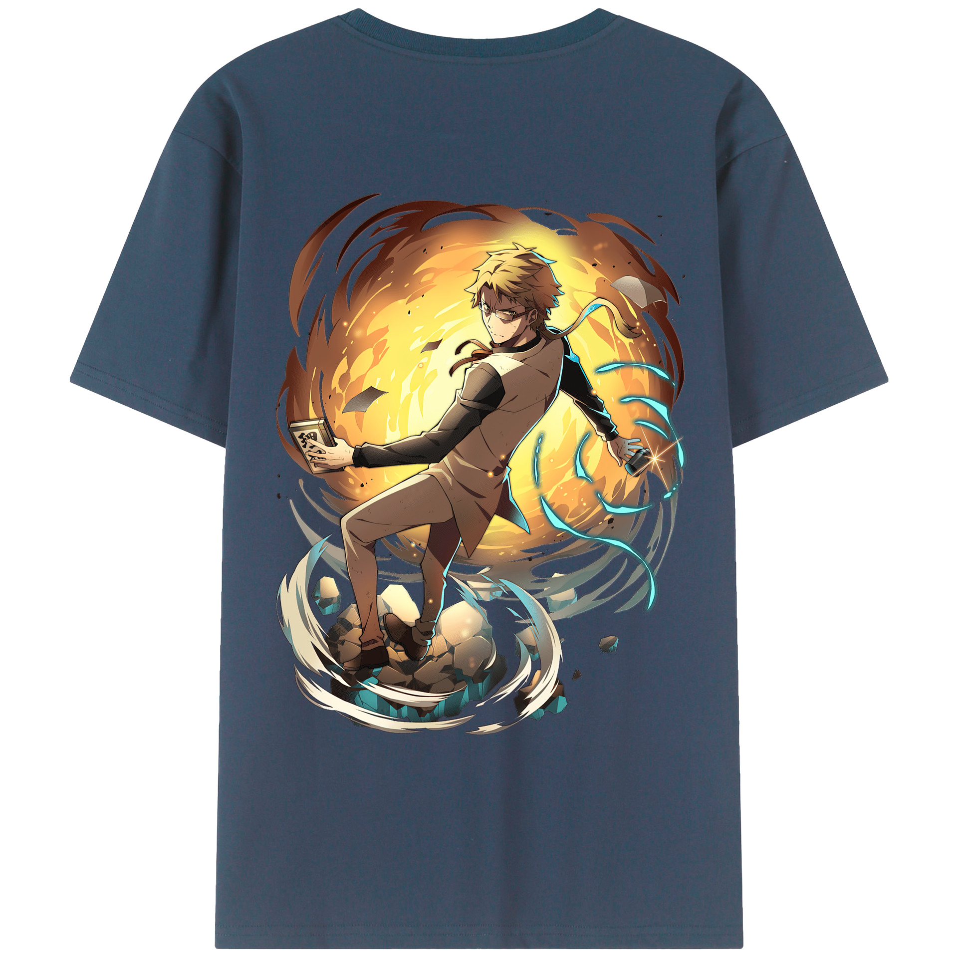 （画像用） 文豪ストレイドッグス Bungo Stray Dogs 綿100％ メンズ半袖Tシャツ（バックプリント） 通気性