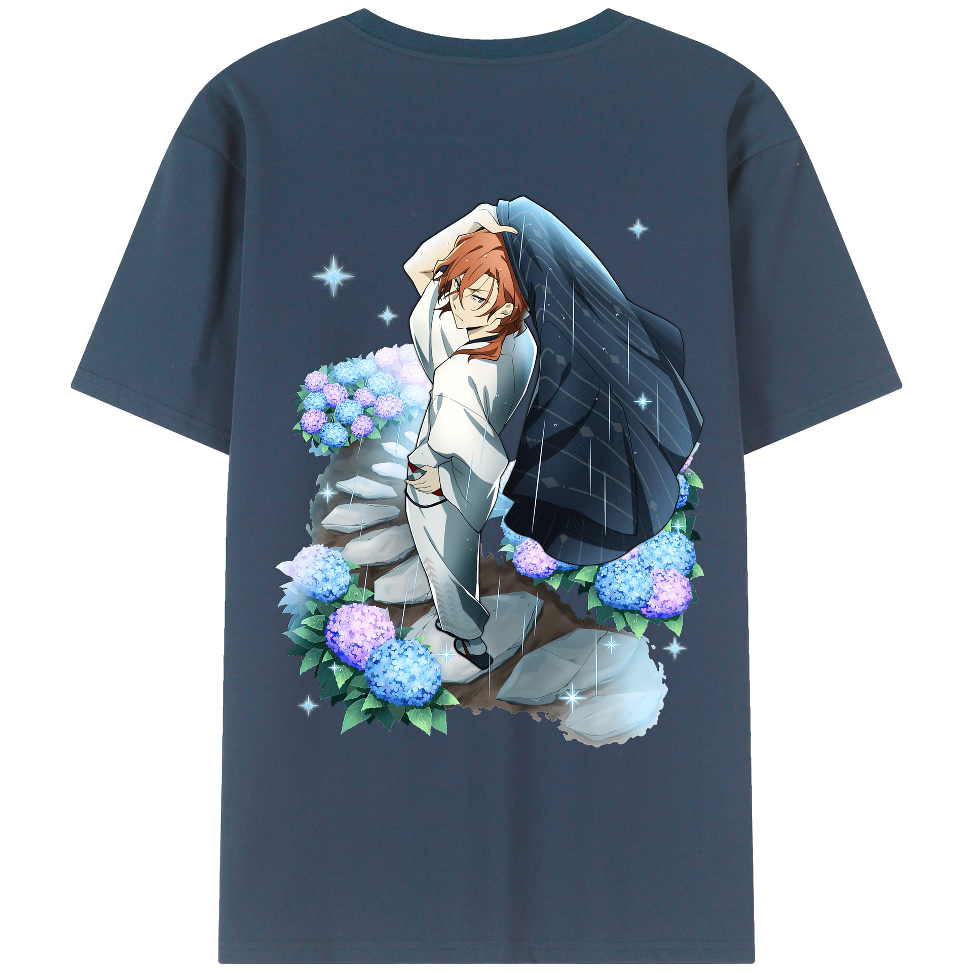 （画像用） 文豪ストレイドッグス Bungo Stray Dogs 綿100％ メンズ半袖Tシャツ（バックプリント） 通気性