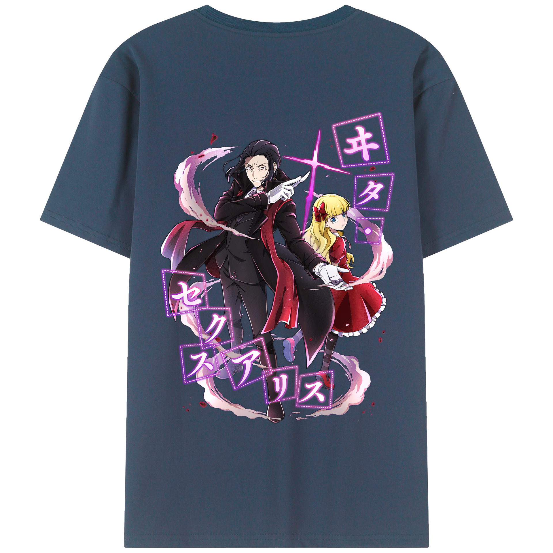 （画像用） 文豪ストレイドッグス Bungo Stray Dogs 綿100％ メンズ半袖Tシャツ（バックプリント） 通気性