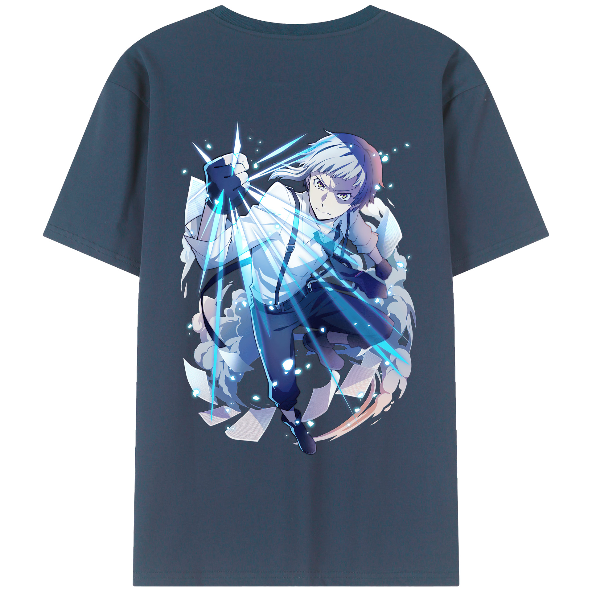 （画像用） 文豪ストレイドッグス Bungo Stray Dogs 綿100％ メンズ半袖Tシャツ（バックプリント） 通気性