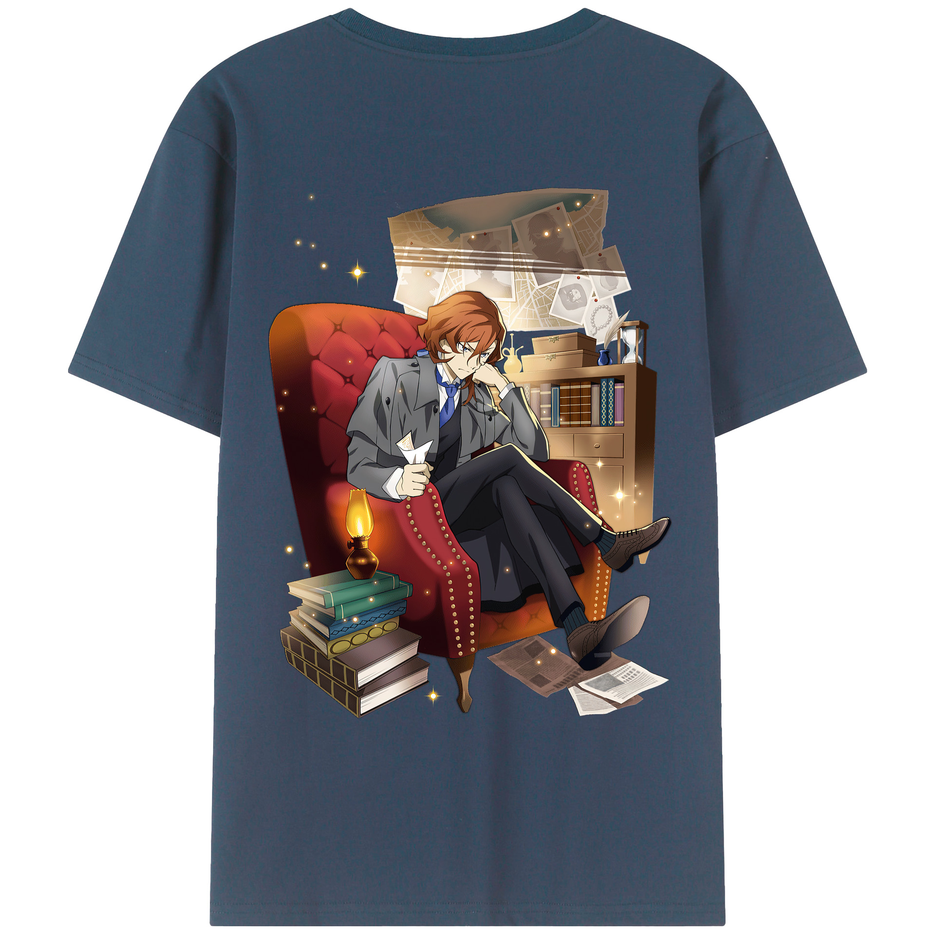 （画像用） 文豪ストレイドッグス Bungo Stray Dogs 綿100％ メンズ半袖Tシャツ（バックプリント） 通気性