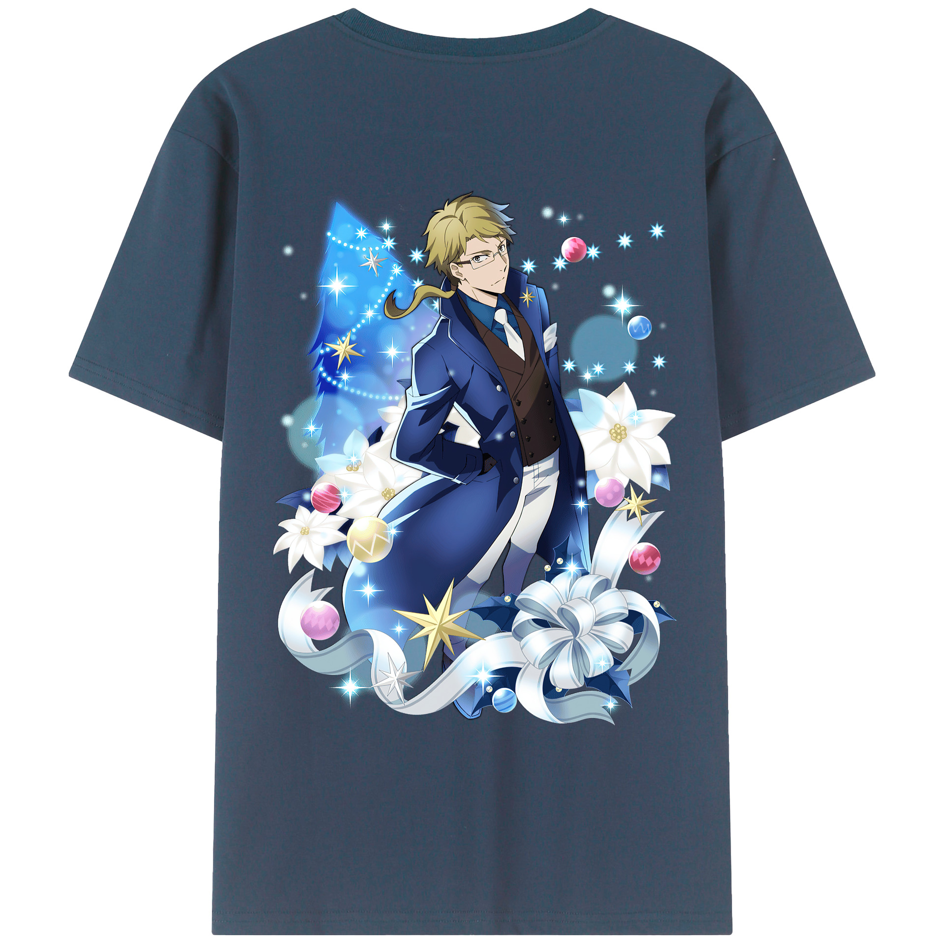 （画像用） 文豪ストレイドッグス Bungo Stray Dogs 綿100％ メンズ半袖Tシャツ（バックプリント） 通気性