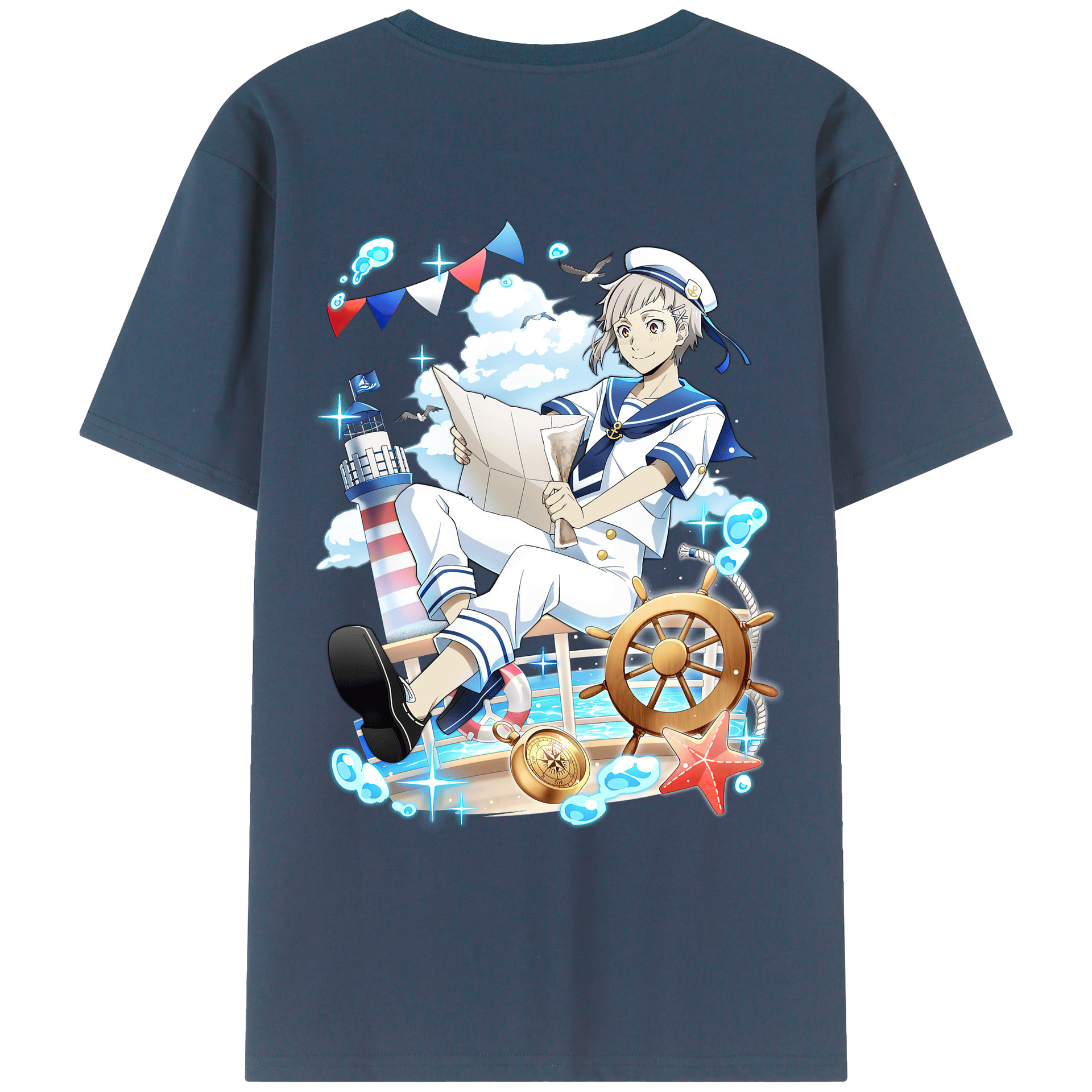 （画像用） 文豪ストレイドッグス Bungo Stray Dogs 綿100％ メンズ半袖Tシャツ（バックプリント） 通気性