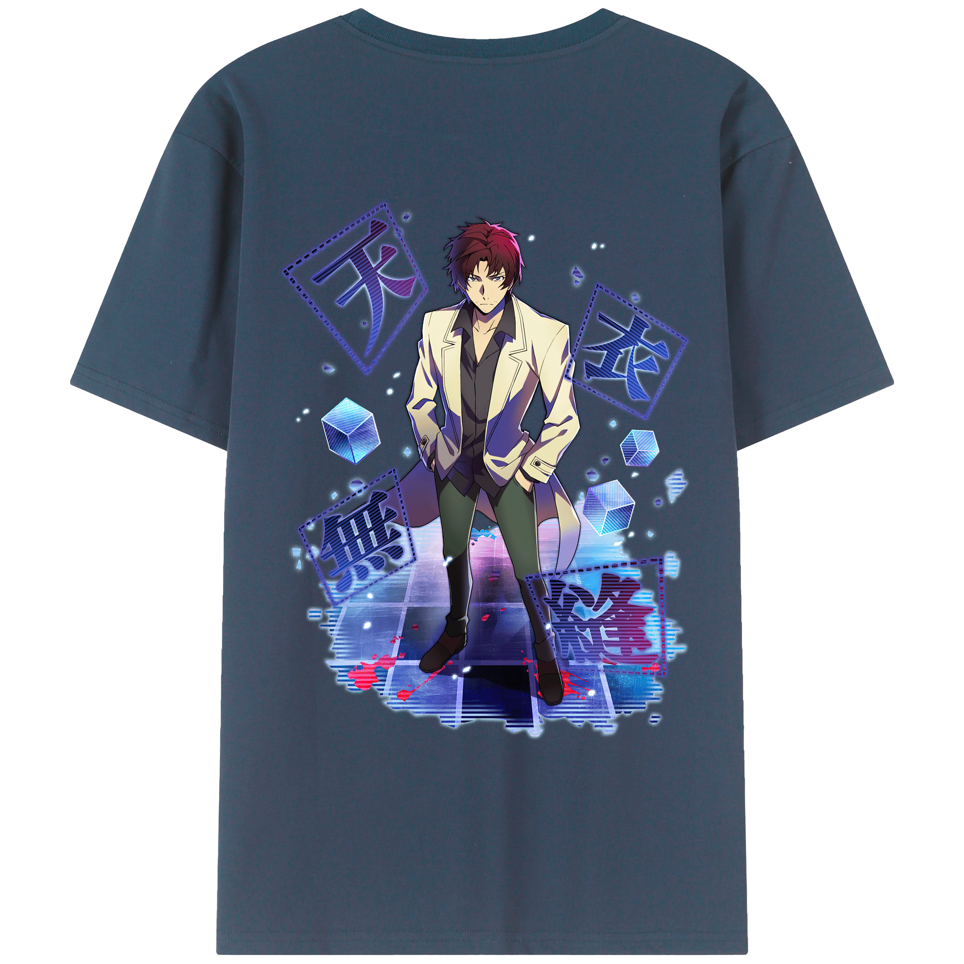 （画像用） 文豪ストレイドッグス Bungo Stray Dogs 綿100％ メンズ半袖Tシャツ（バックプリント） 通気性