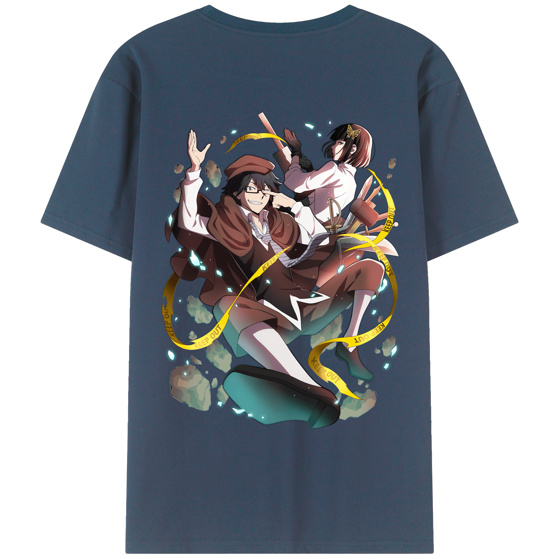 （画像用） 文豪ストレイドッグス Bungo Stray Dogs 綿100％ メンズ半袖Tシャツ（バックプリント） 通気性