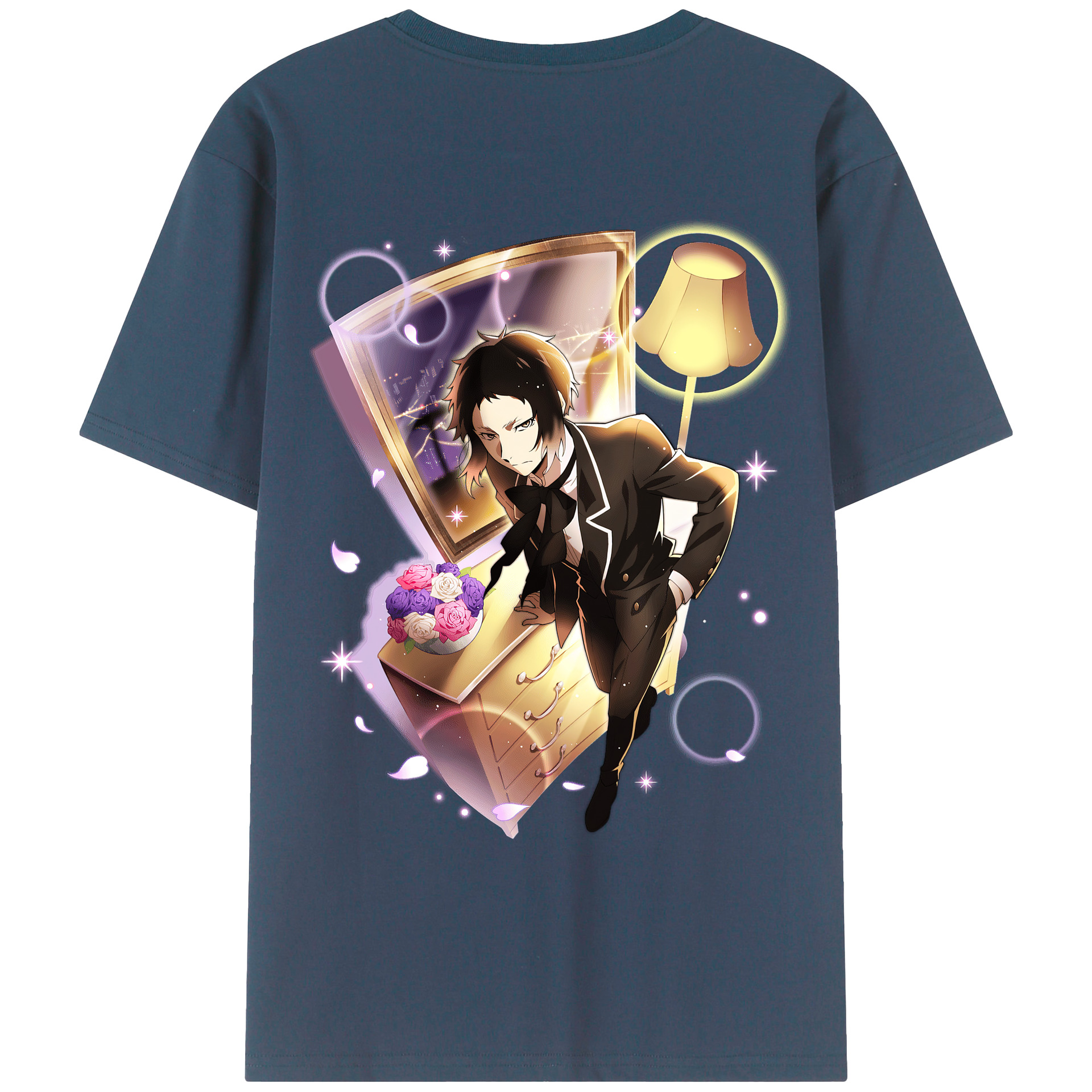 （画像用） 文豪ストレイドッグス Bungo Stray Dogs 綿100％ メンズ半袖Tシャツ（バックプリント） 通気性