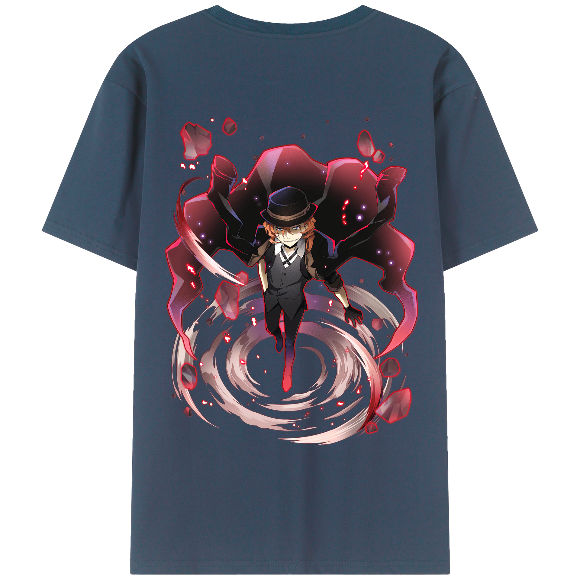 （画像用） 文豪ストレイドッグス Bungo Stray Dogs 綿100％ メンズ半袖Tシャツ（バックプリント） 通気性