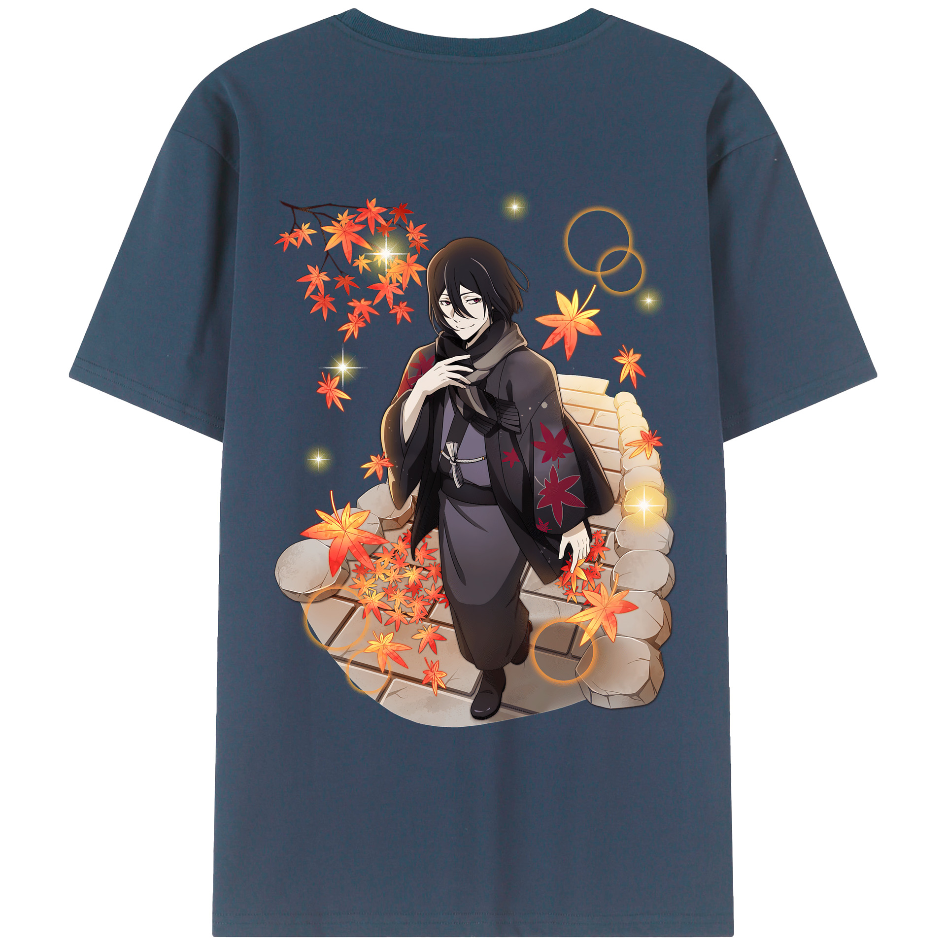 （画像用） 文豪ストレイドッグス Bungo Stray Dogs 綿100％ メンズ半袖Tシャツ（バックプリント） 通気性