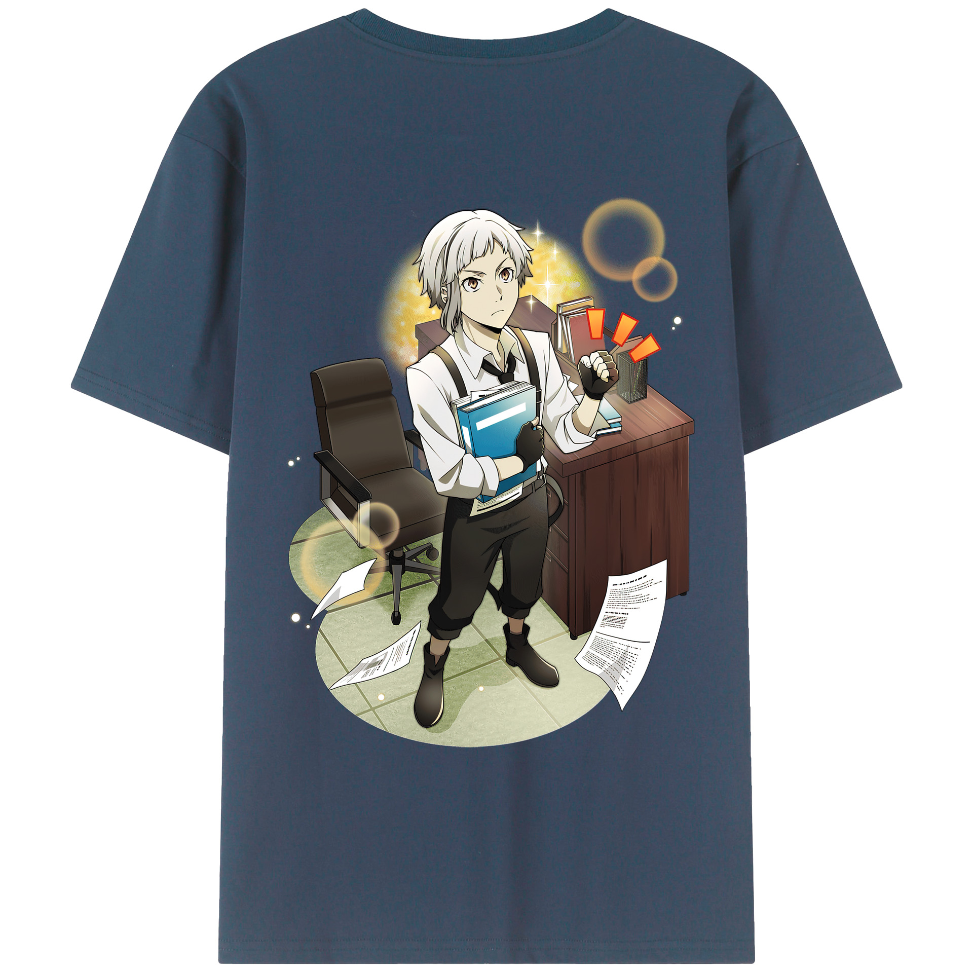 （画像用） 文豪ストレイドッグス Bungo Stray Dogs 綿100％ メンズ半袖Tシャツ（バックプリント） 通気性