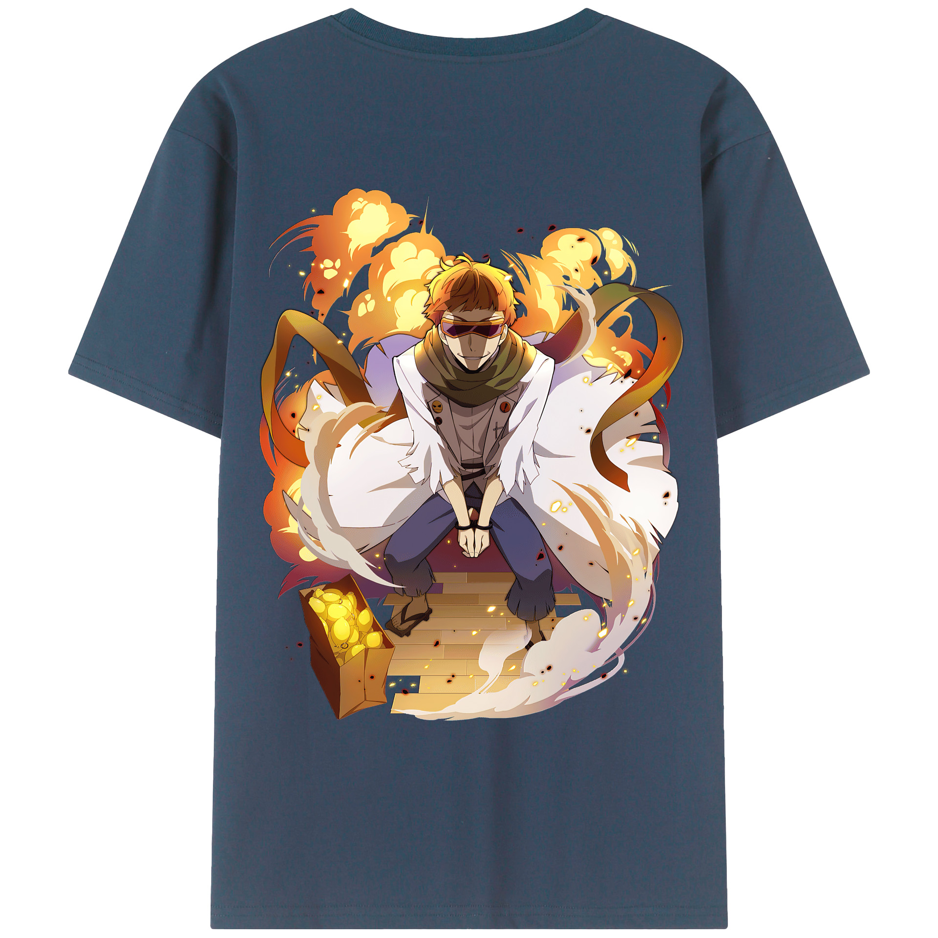 （画像用） 文豪ストレイドッグス Bungo Stray Dogs 綿100％ メンズ半袖Tシャツ（バックプリント） 通気性
