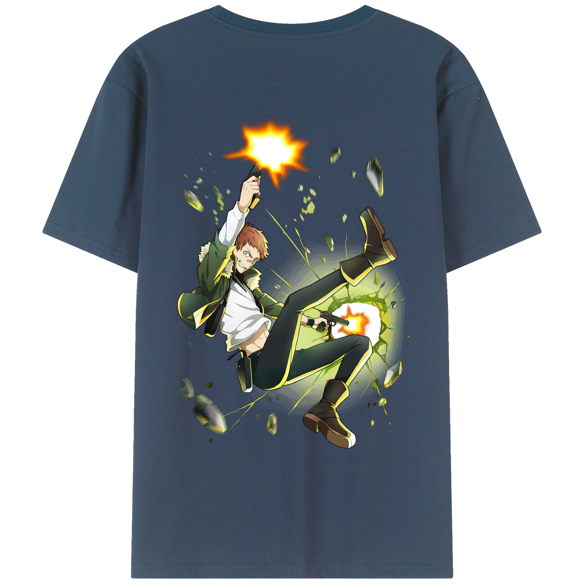 （画像用） 文豪ストレイドッグス Bungo Stray Dogs 綿100％ メンズ半袖Tシャツ（バックプリント） 通気性