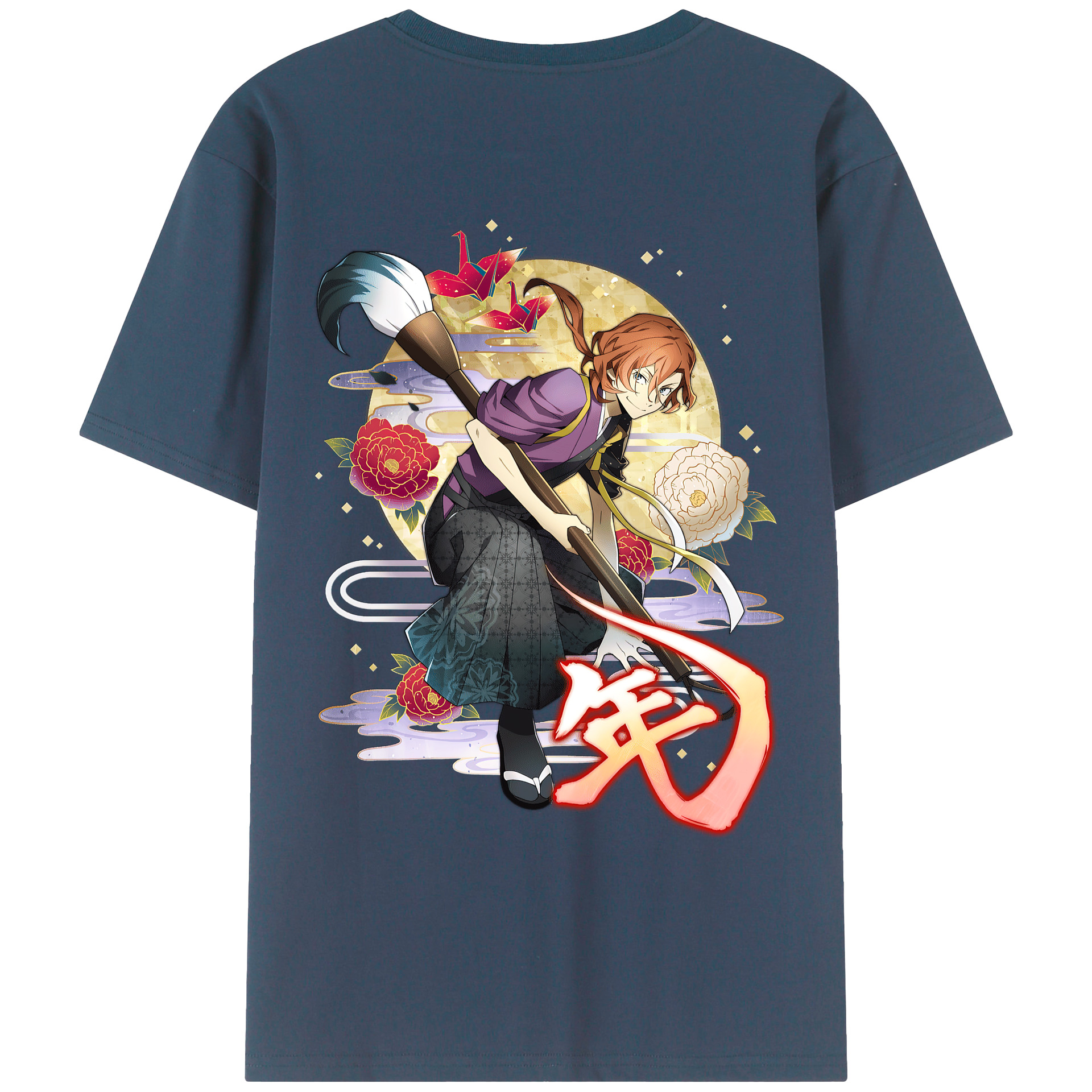 （画像用） 文豪ストレイドッグス Bungo Stray Dogs 綿100％ メンズ半袖Tシャツ（バックプリント） 通気性