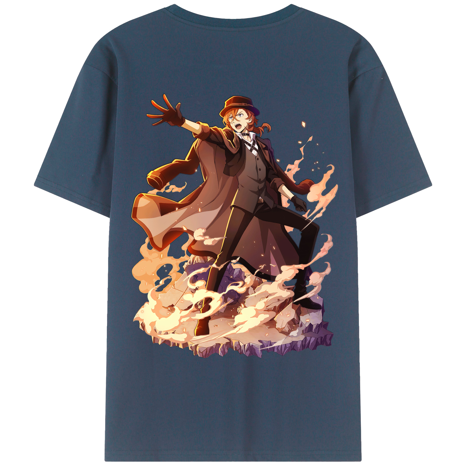 （画像用） 文豪ストレイドッグス Bungo Stray Dogs 綿100％ メンズ半袖Tシャツ（バックプリント） 通気性