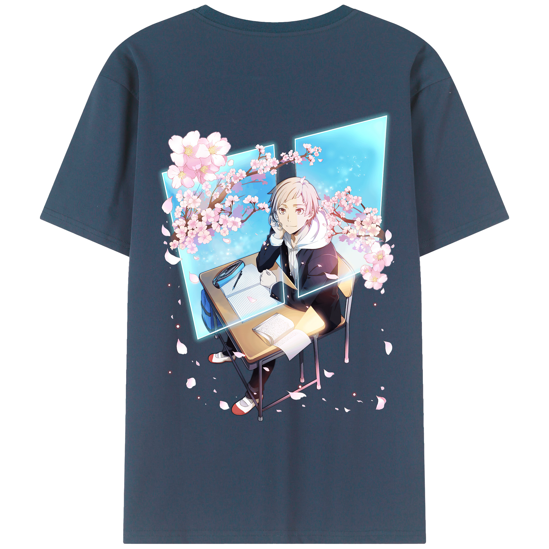 （画像用） 文豪ストレイドッグス Bungo Stray Dogs 綿100％ メンズ半袖Tシャツ（バックプリント） 通気性