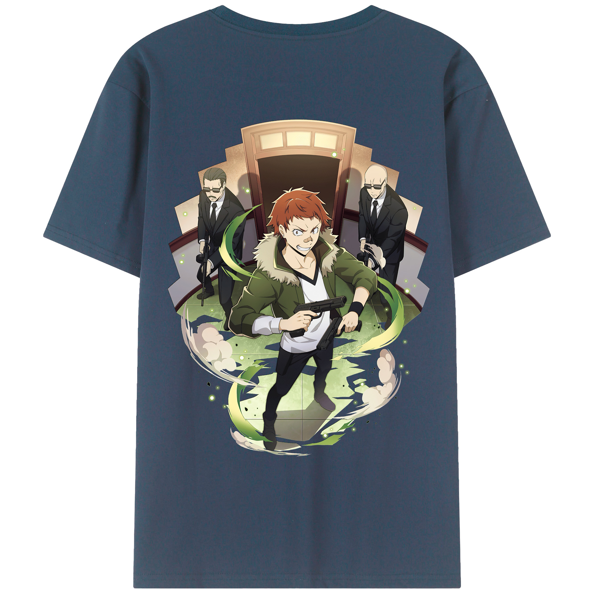 （画像用） 文豪ストレイドッグス Bungo Stray Dogs 綿100％ メンズ半袖Tシャツ（バックプリント） 通気性