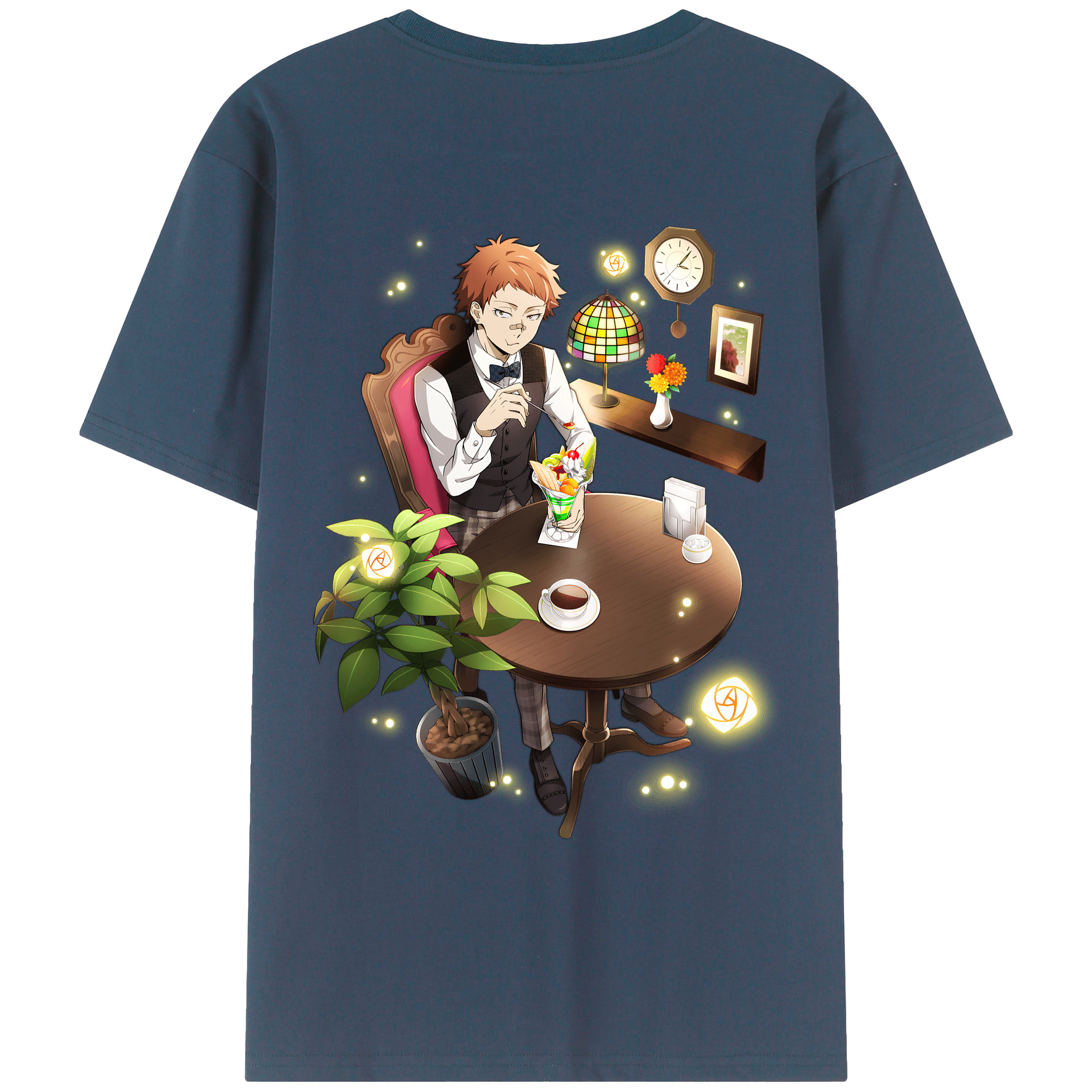 （画像用） 文豪ストレイドッグス Bungo Stray Dogs 綿100％ メンズ半袖Tシャツ（バックプリント） 通気性
