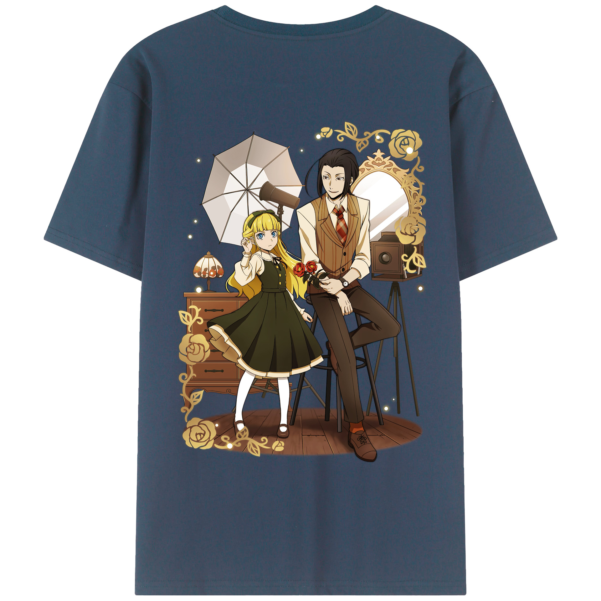 （画像用） 文豪ストレイドッグス Bungo Stray Dogs 綿100％ メンズ半袖Tシャツ（バックプリント） 通気性