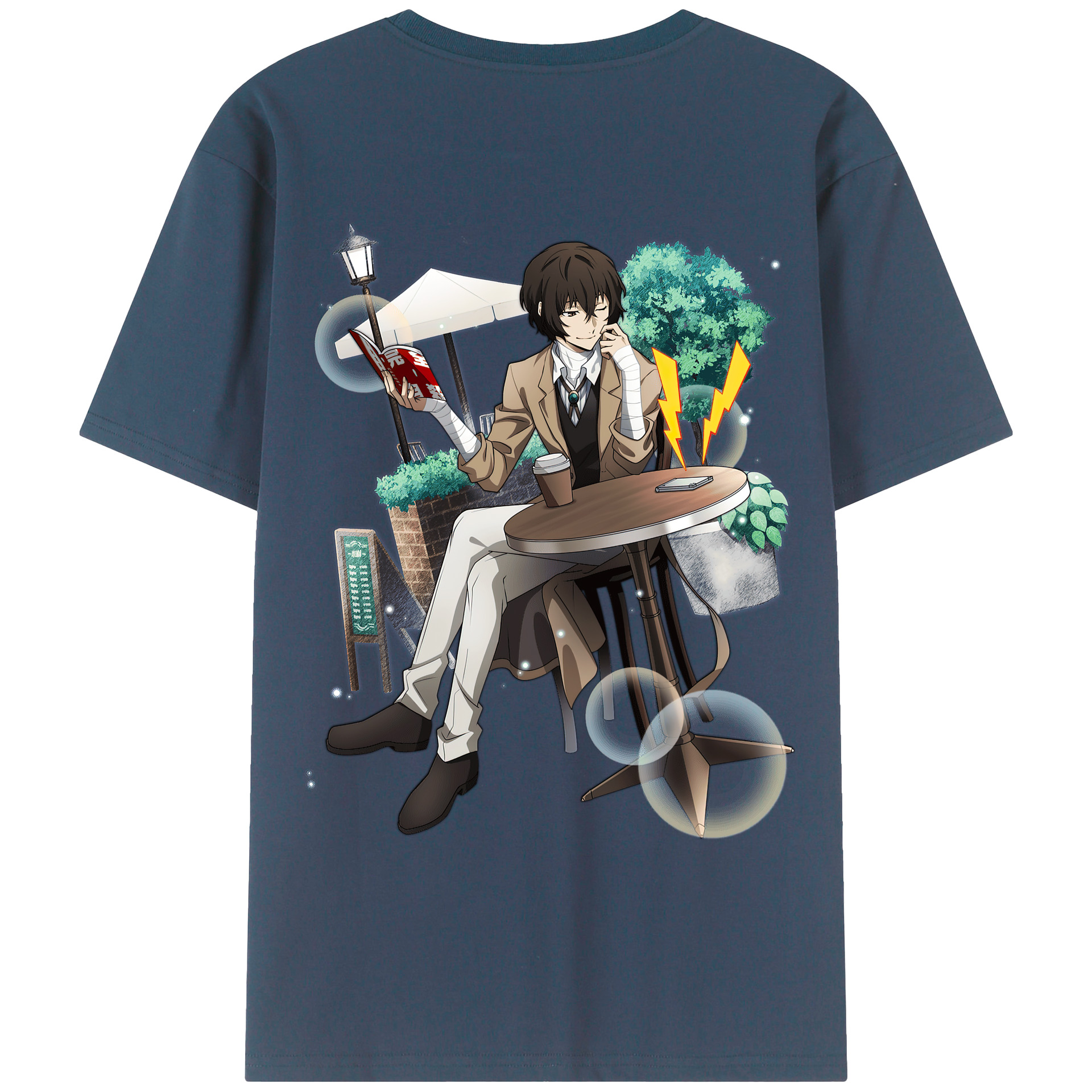 （画像用） 文豪ストレイドッグス Bungo Stray Dogs 綿100％ メンズ半袖Tシャツ（バックプリント） 通気性