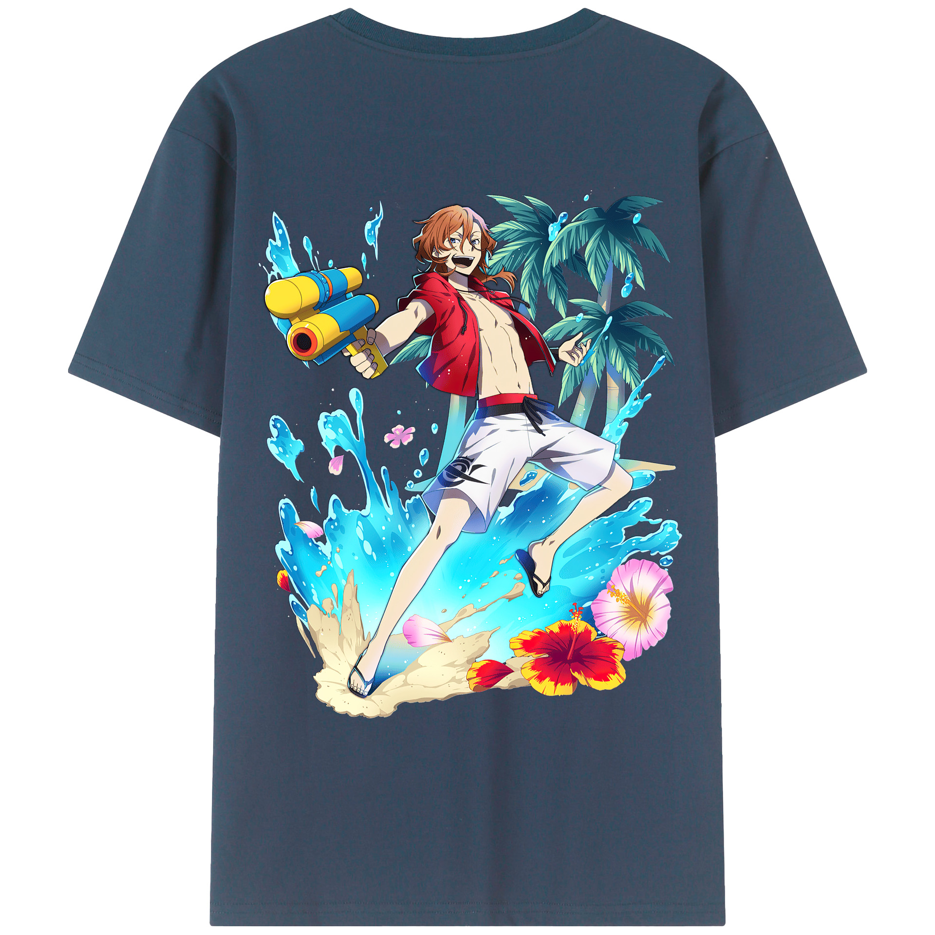 （画像用） 文豪ストレイドッグス Bungo Stray Dogs 綿100％ メンズ半袖Tシャツ（バックプリント） 通気性
