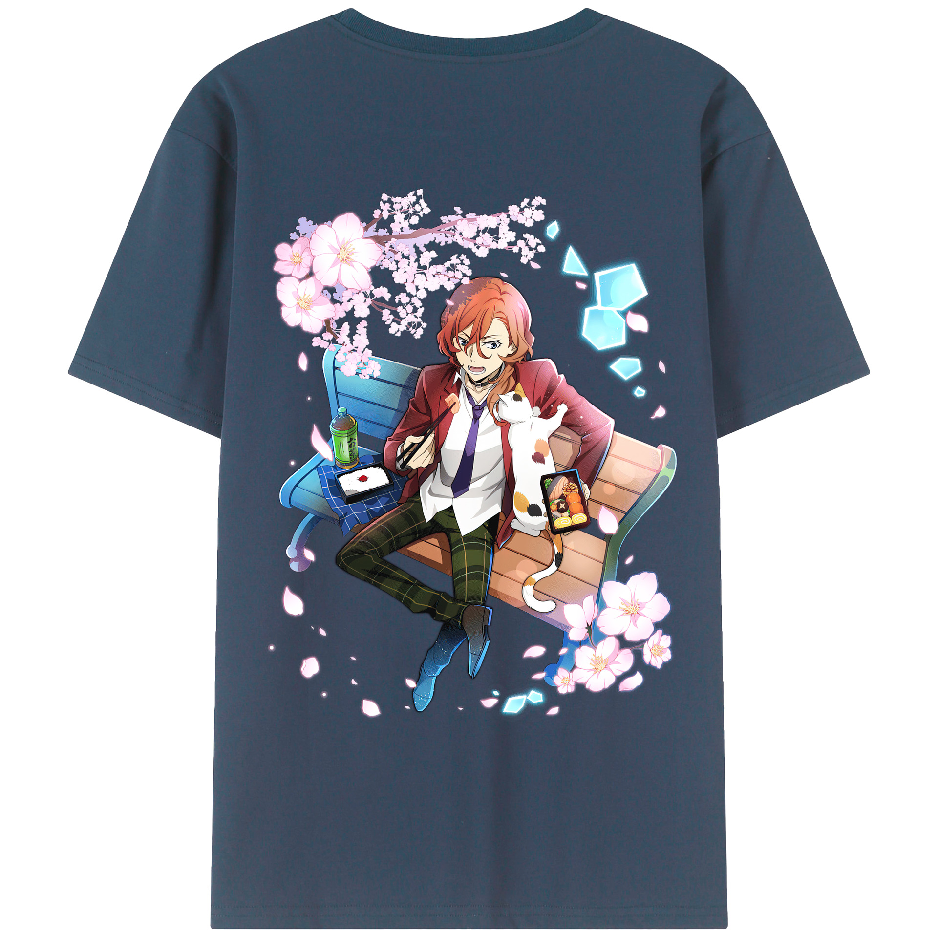 （画像用） 文豪ストレイドッグス Bungo Stray Dogs 綿100％ メンズ半袖Tシャツ（バックプリント） 通気性