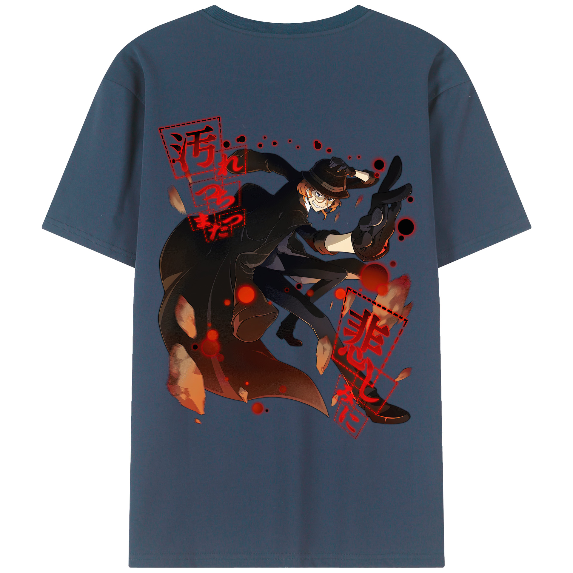 （画像用） 文豪ストレイドッグス Bungo Stray Dogs 綿100％ メンズ半袖Tシャツ（バックプリント） 通気性