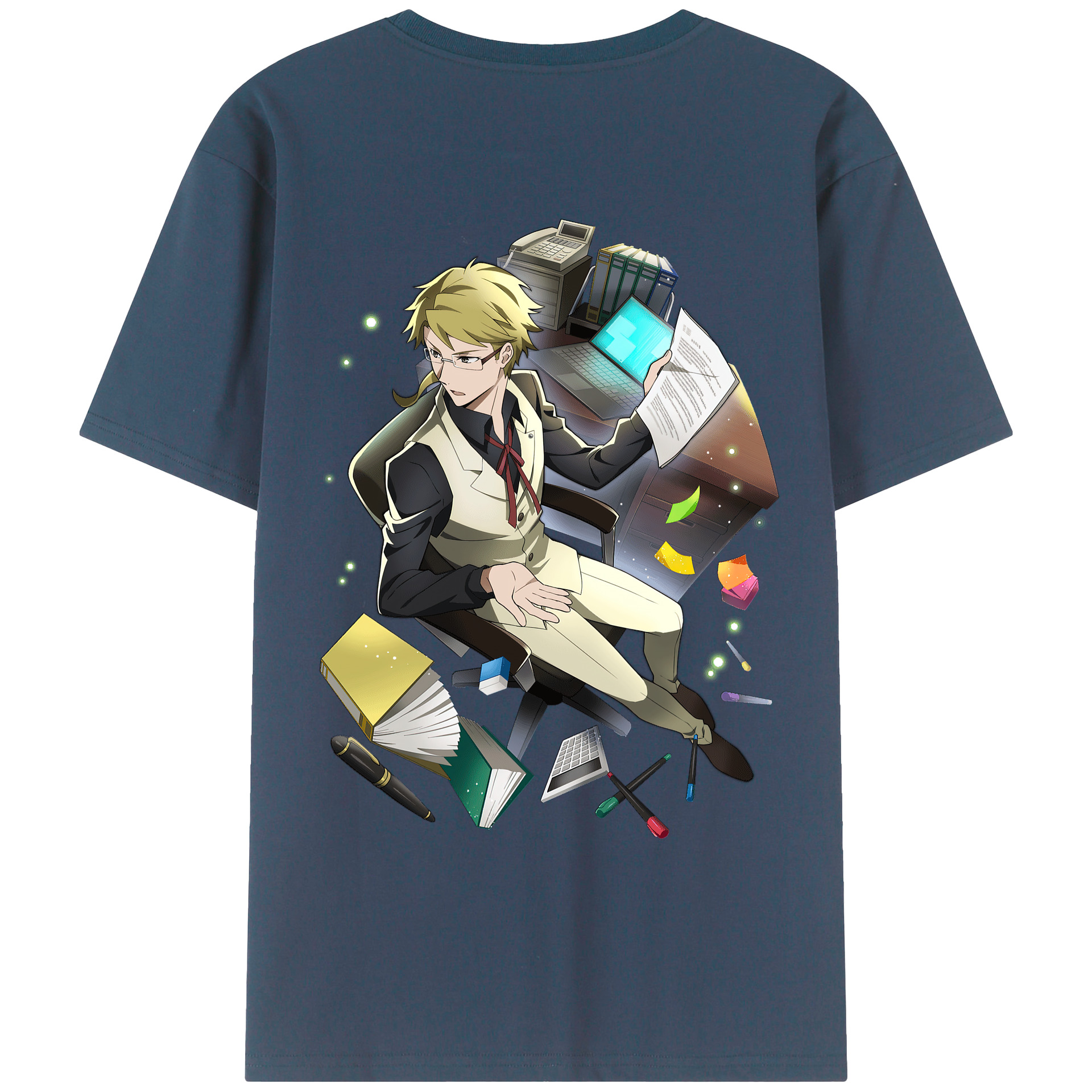 （画像用） 文豪ストレイドッグス Bungo Stray Dogs 綿100％ メンズ半袖Tシャツ（バックプリント） 通気性