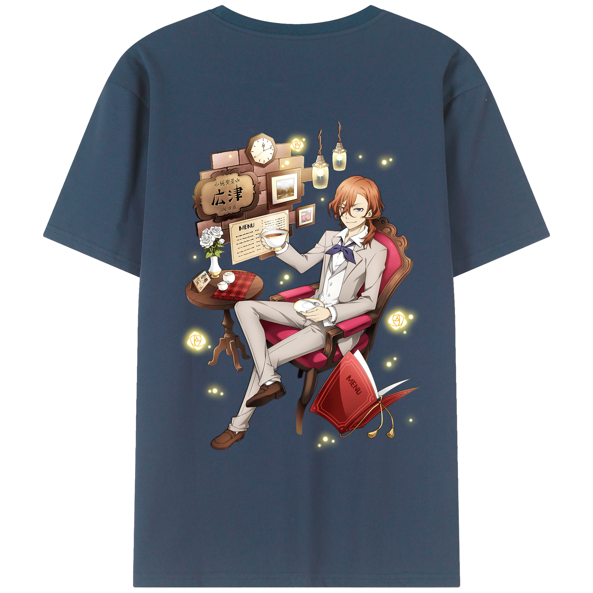 （画像用） 文豪ストレイドッグス Bungo Stray Dogs 綿100％ メンズ半袖Tシャツ（バックプリント） 通気性