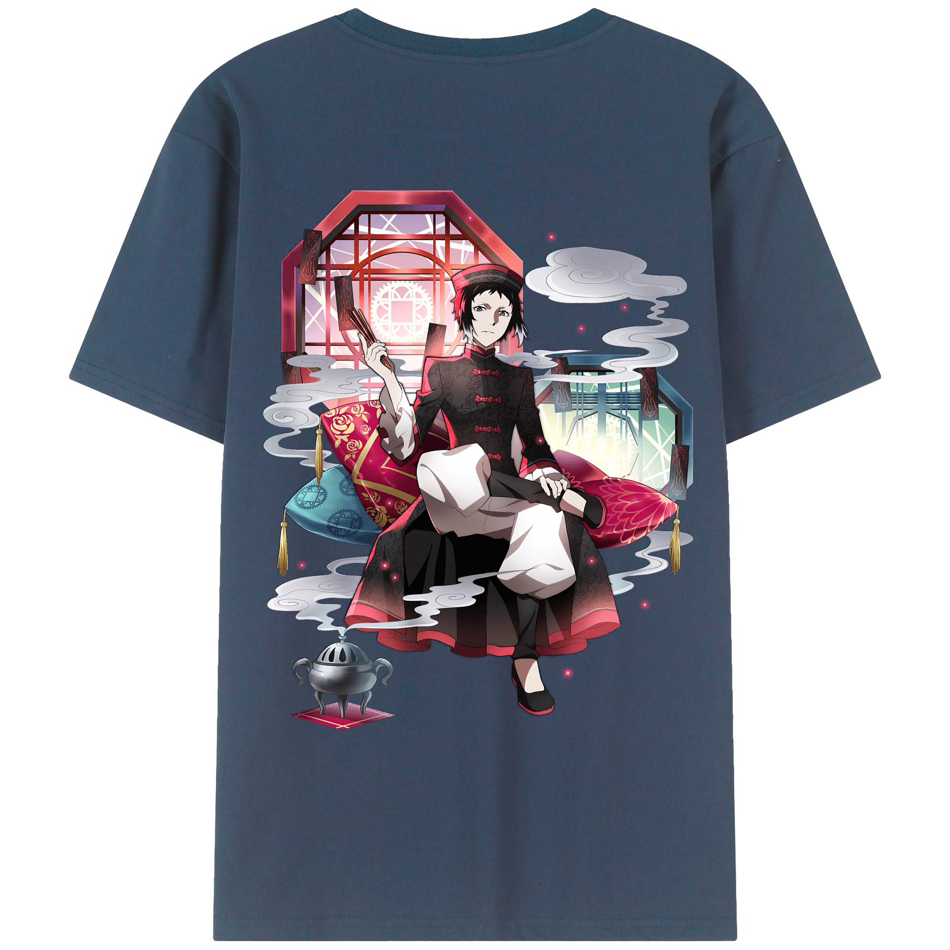（画像用） 文豪ストレイドッグス Bungo Stray Dogs 綿100％ メンズ半袖Tシャツ（バックプリント） 通気性