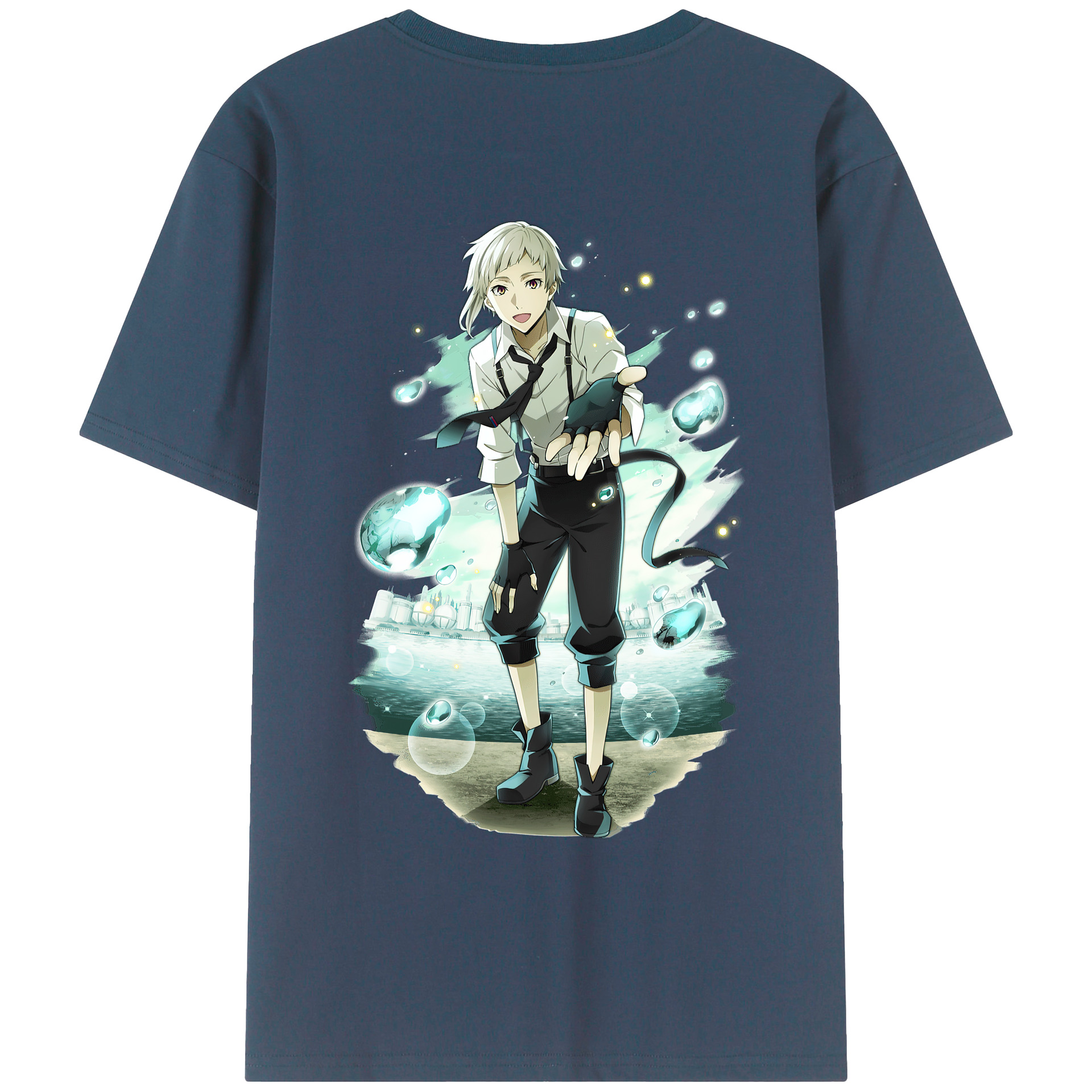 （画像用） 文豪ストレイドッグス Bungo Stray Dogs 綿100％ メンズ半袖Tシャツ（バックプリント） 通気性