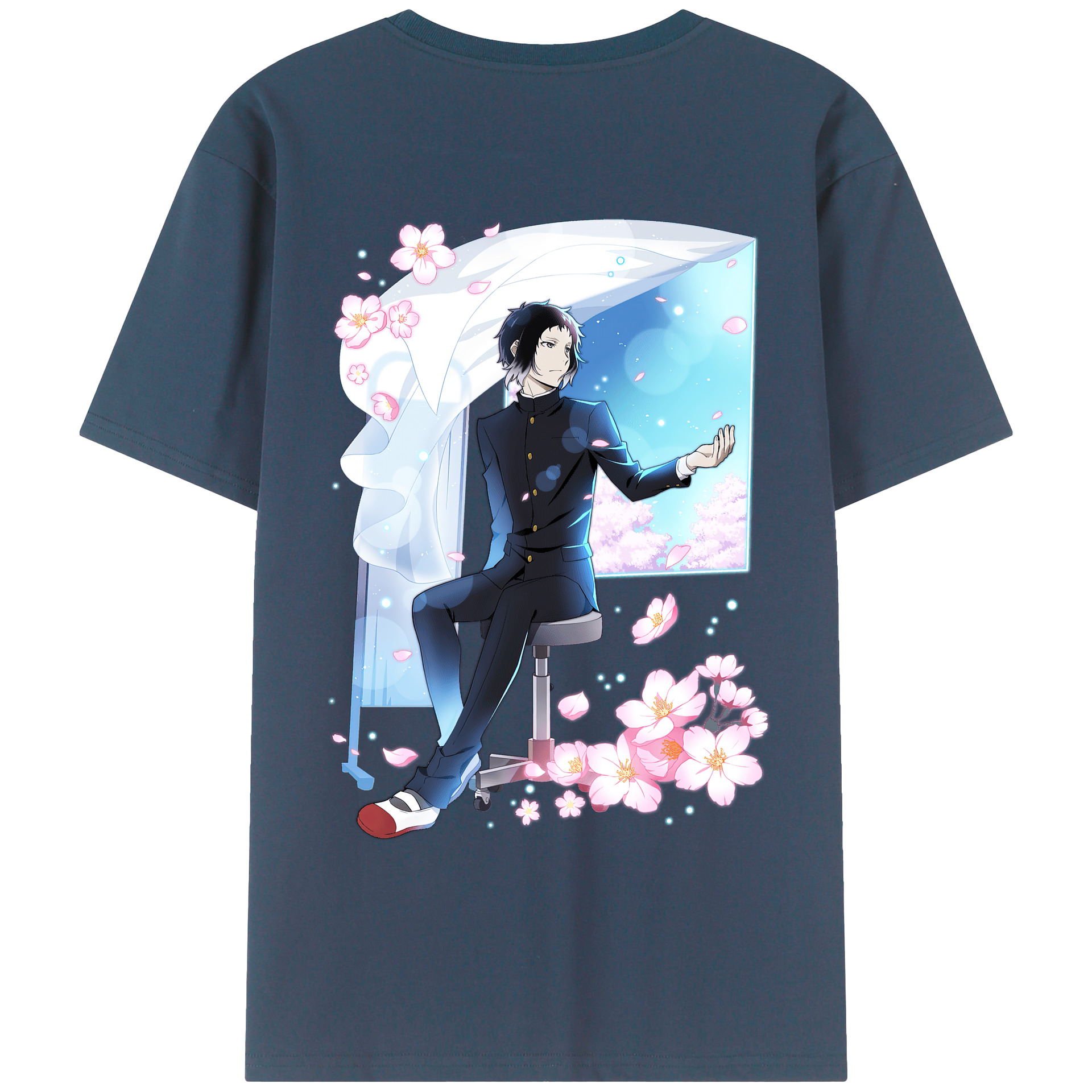 （画像用） 文豪ストレイドッグス Bungo Stray Dogs 綿100％ メンズ半袖Tシャツ（バックプリント） 通気性