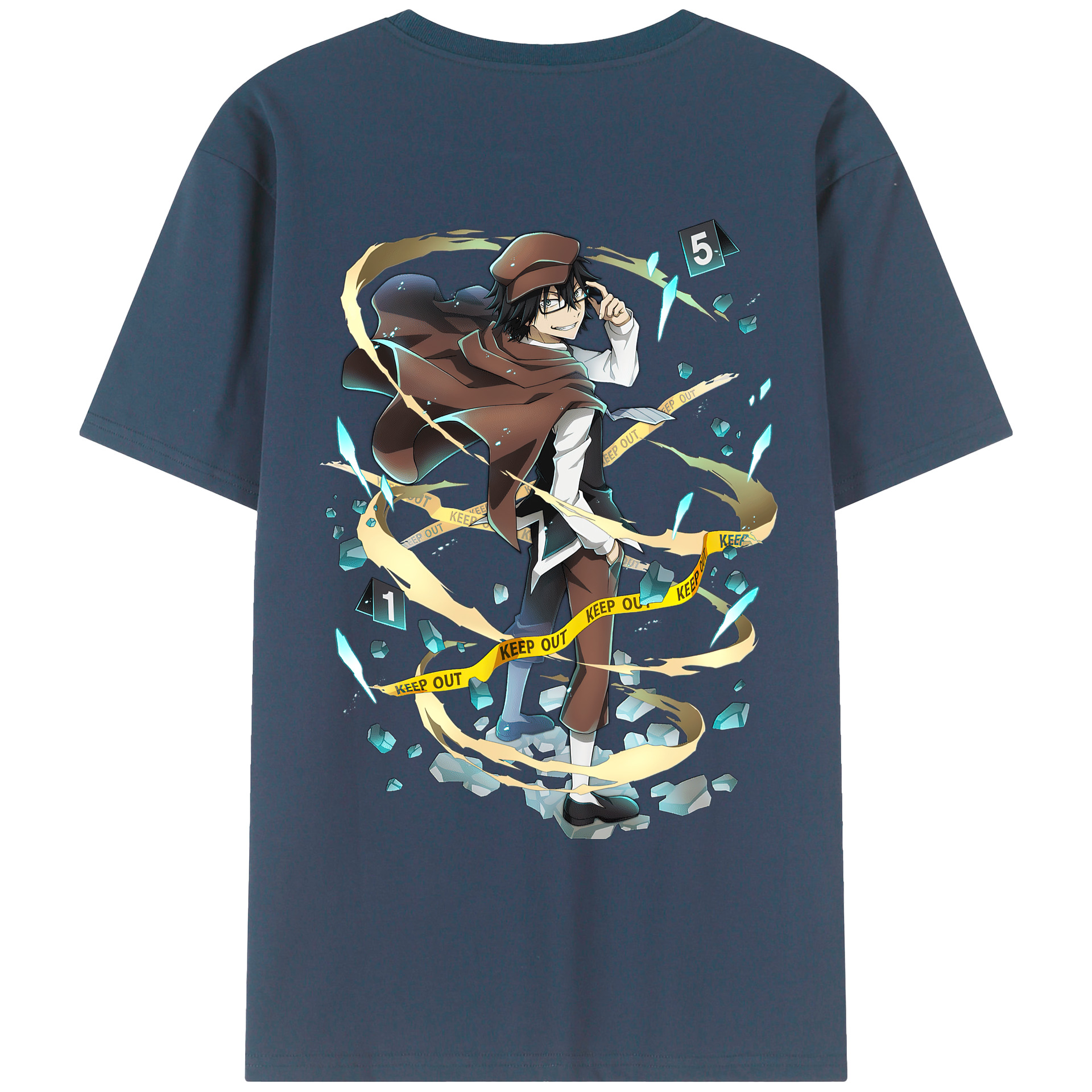 （画像用） 文豪ストレイドッグス Bungo Stray Dogs 綿100％ メンズ半袖Tシャツ（バックプリント） 通気性