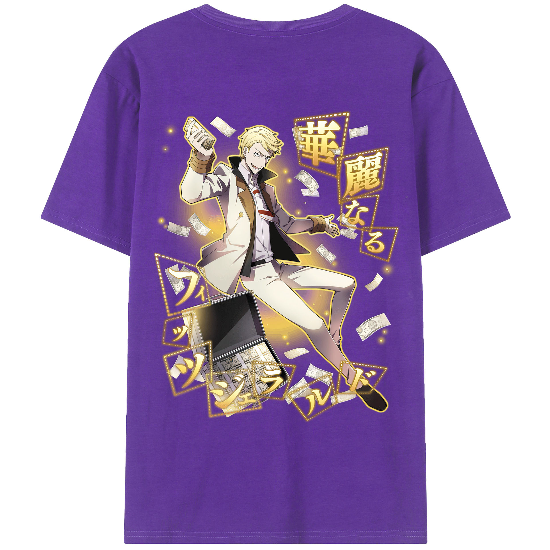 （画像用） 文豪ストレイドッグス Bungo Stray Dogs 綿100％ メンズ半袖Tシャツ（バックプリント） 通気性