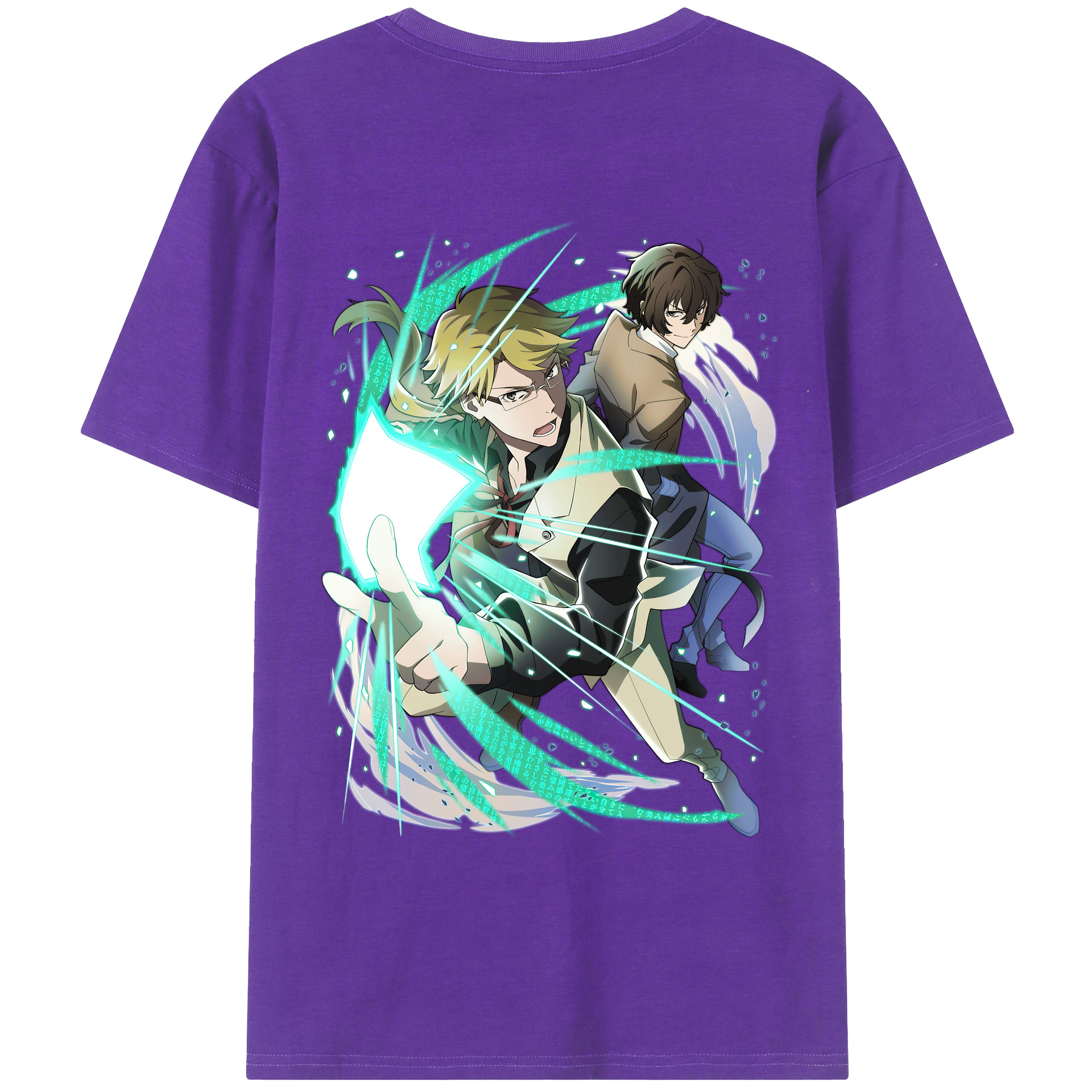 （画像用） 文豪ストレイドッグス Bungo Stray Dogs 綿100％ メンズ半袖Tシャツ（バックプリント） 通気性