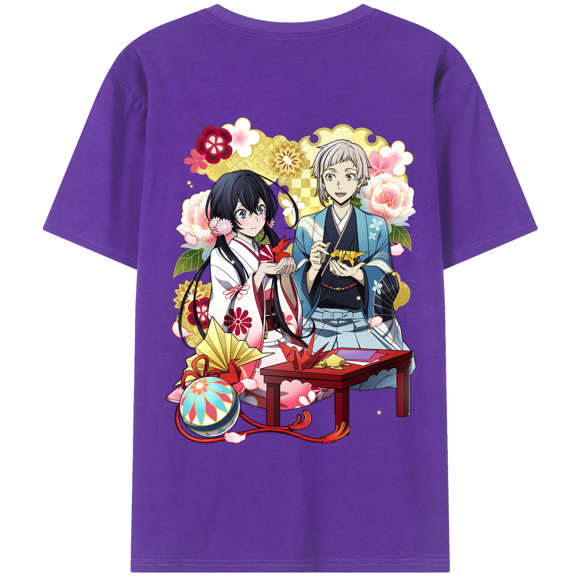 （画像用） 文豪ストレイドッグス Bungo Stray Dogs 綿100％ メンズ半袖Tシャツ（バックプリント） 通気性