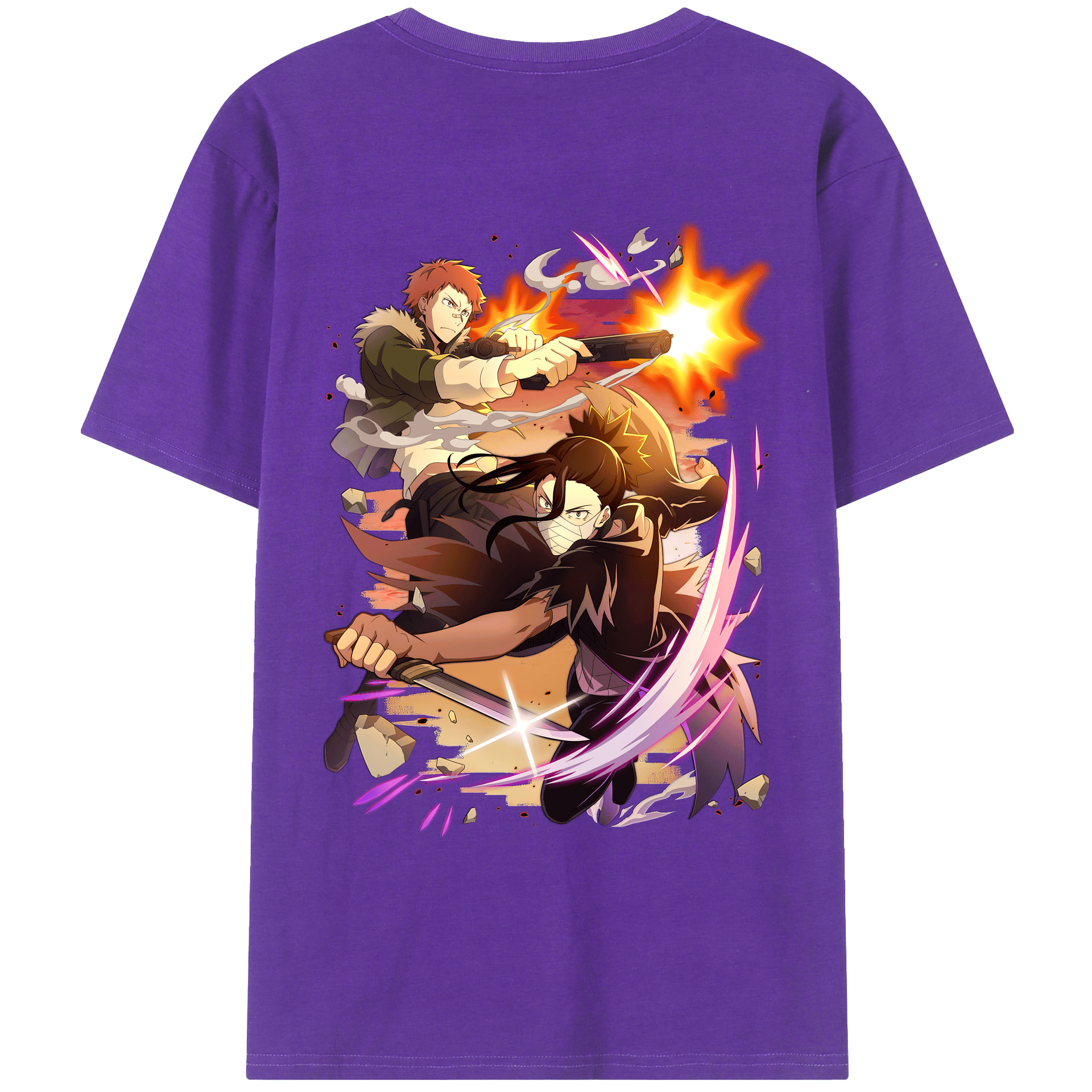 （画像用） 文豪ストレイドッグス Bungo Stray Dogs 綿100％ メンズ半袖Tシャツ（バックプリント） 通気性