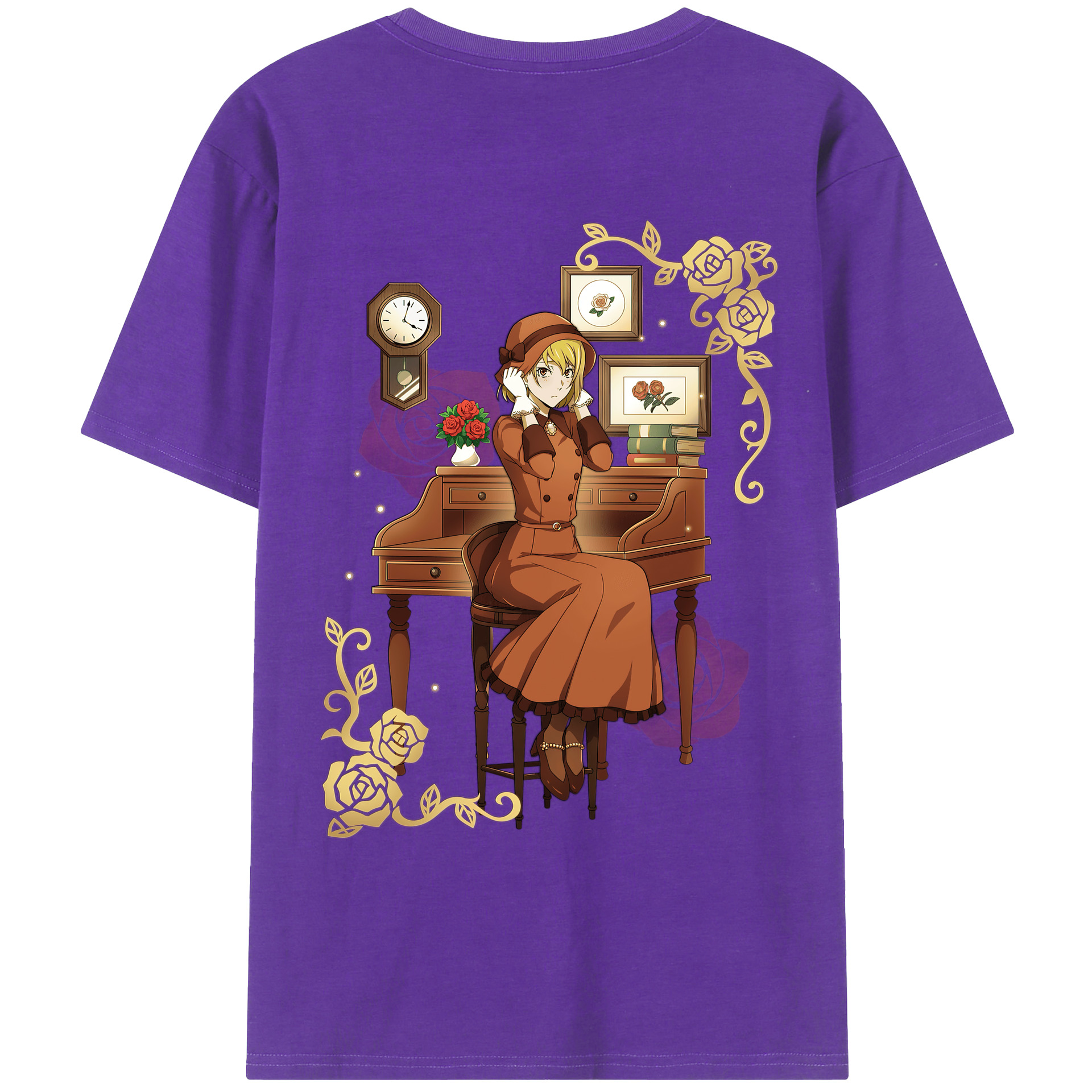 （画像用） 文豪ストレイドッグス Bungo Stray Dogs 綿100％ メンズ半袖Tシャツ（バックプリント） 通気性