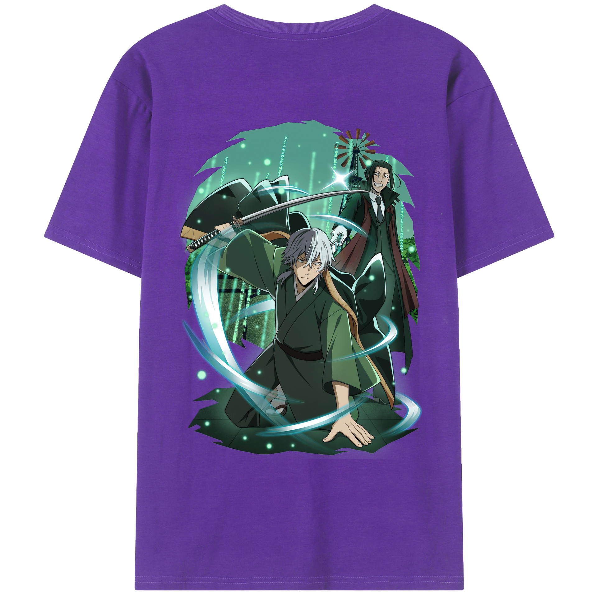 （画像用） 文豪ストレイドッグス Bungo Stray Dogs 綿100％ メンズ半袖Tシャツ（バックプリント） 通気性