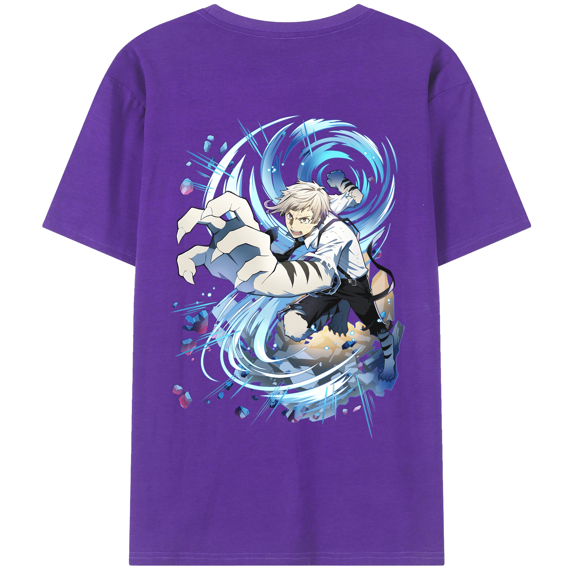 （画像用） 文豪ストレイドッグス Bungo Stray Dogs 綿100％ メンズ半袖Tシャツ（バックプリント） 通気性