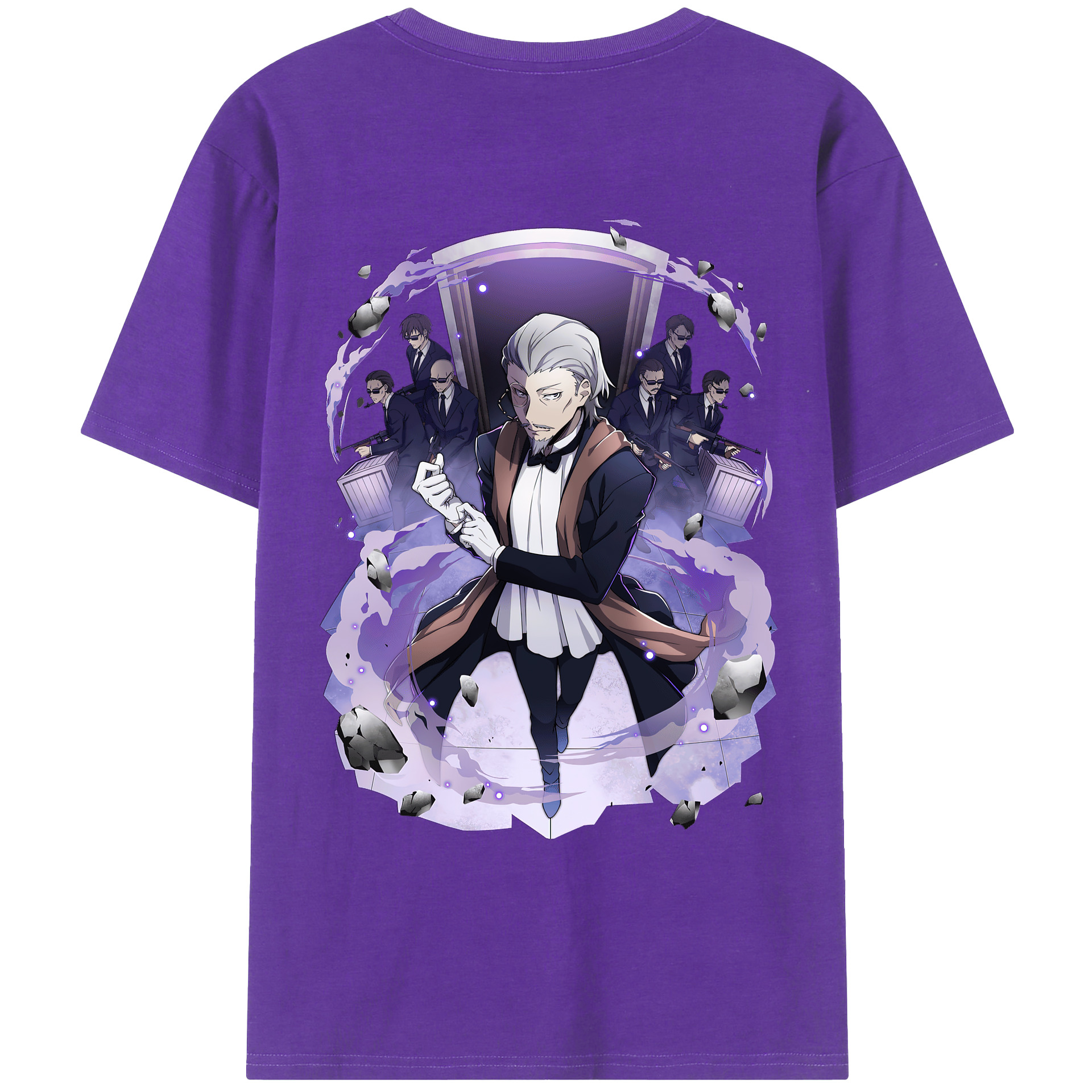 （画像用） 文豪ストレイドッグス Bungo Stray Dogs 綿100％ メンズ半袖Tシャツ（バックプリント） 通気性