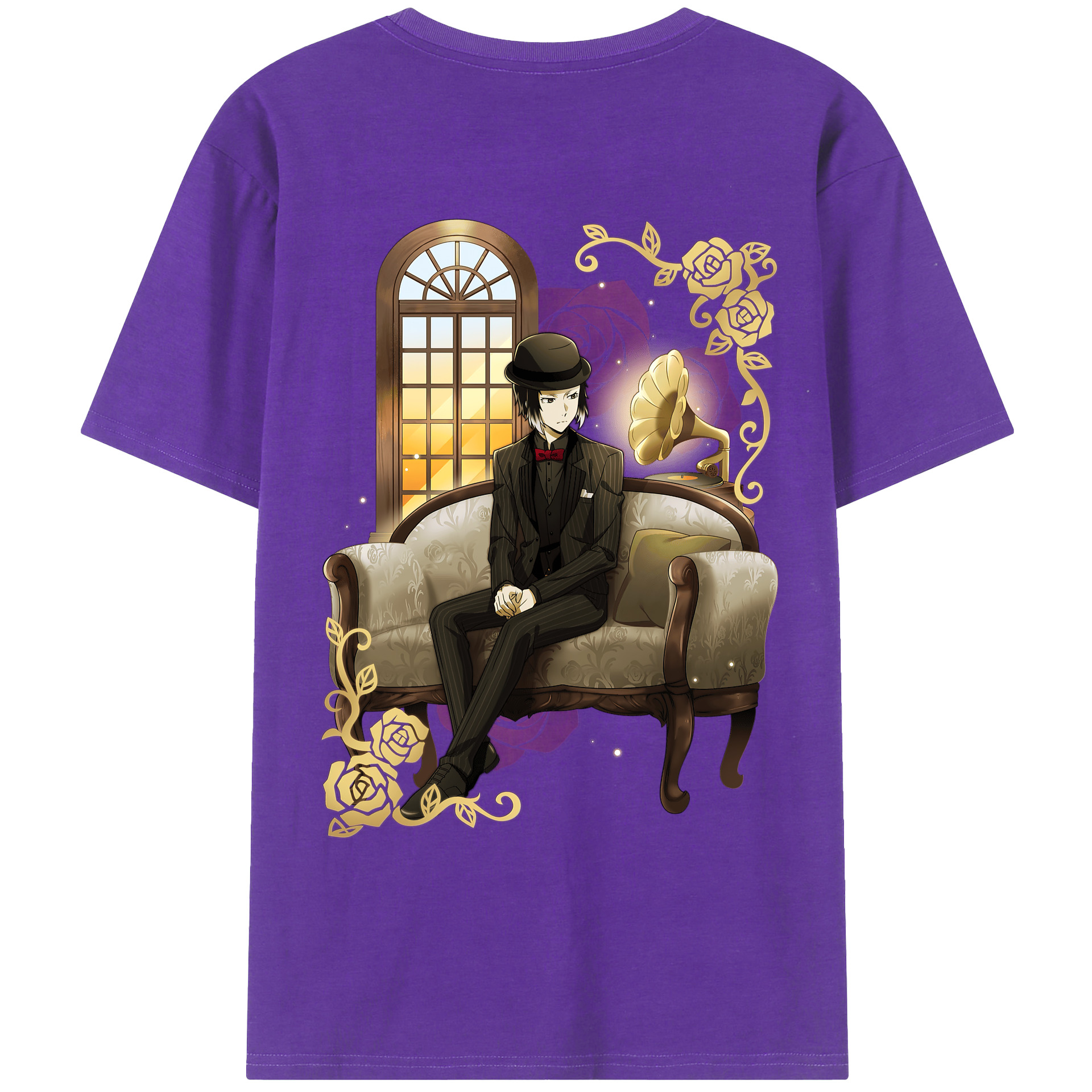 （画像用） 文豪ストレイドッグス Bungo Stray Dogs 綿100％ メンズ半袖Tシャツ（バックプリント） 通気性