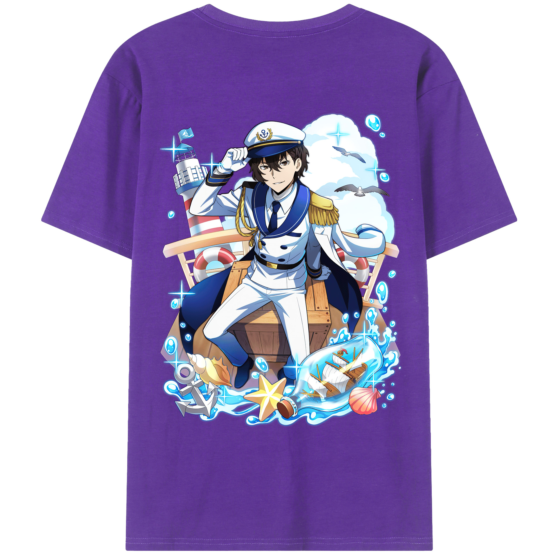 （画像用） 文豪ストレイドッグス Bungo Stray Dogs 綿100％ メンズ半袖Tシャツ（バックプリント） 通気性