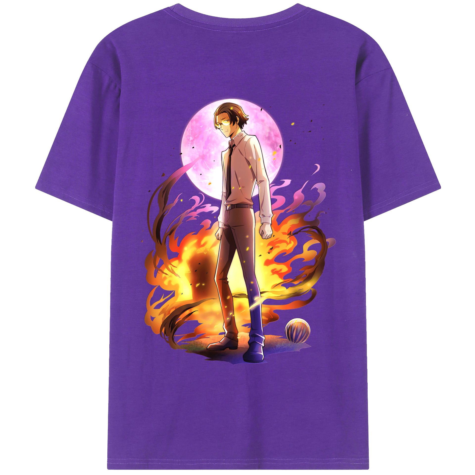 （画像用） 文豪ストレイドッグス Bungo Stray Dogs 綿100％ メンズ半袖Tシャツ（バックプリント） 通気性