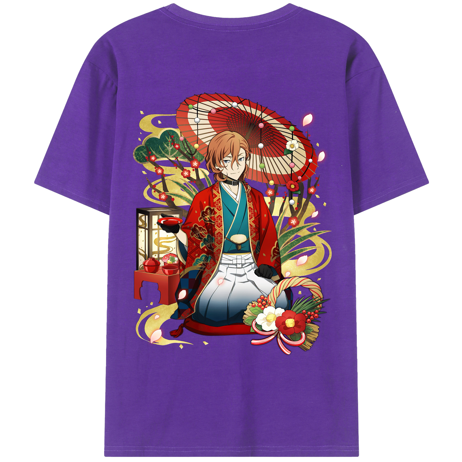 （画像用） 文豪ストレイドッグス Bungo Stray Dogs 綿100％ メンズ半袖Tシャツ（バックプリント） 通気性